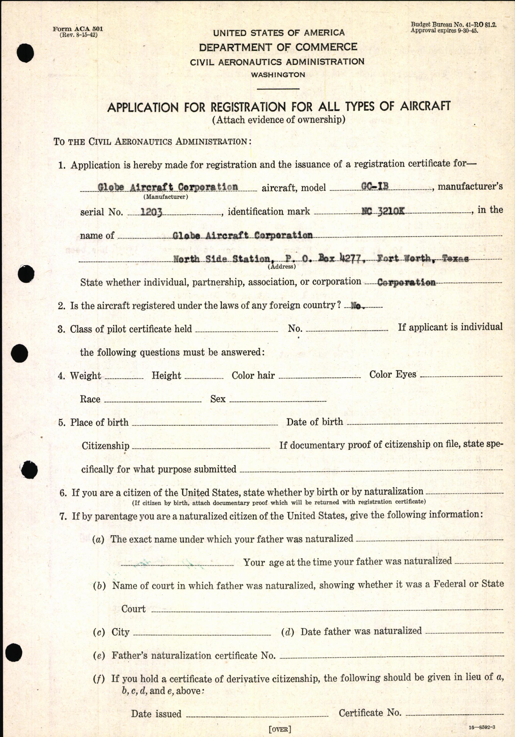 Sample page 3 from AirCorps Library document: Technical Information for Serial Number 1203