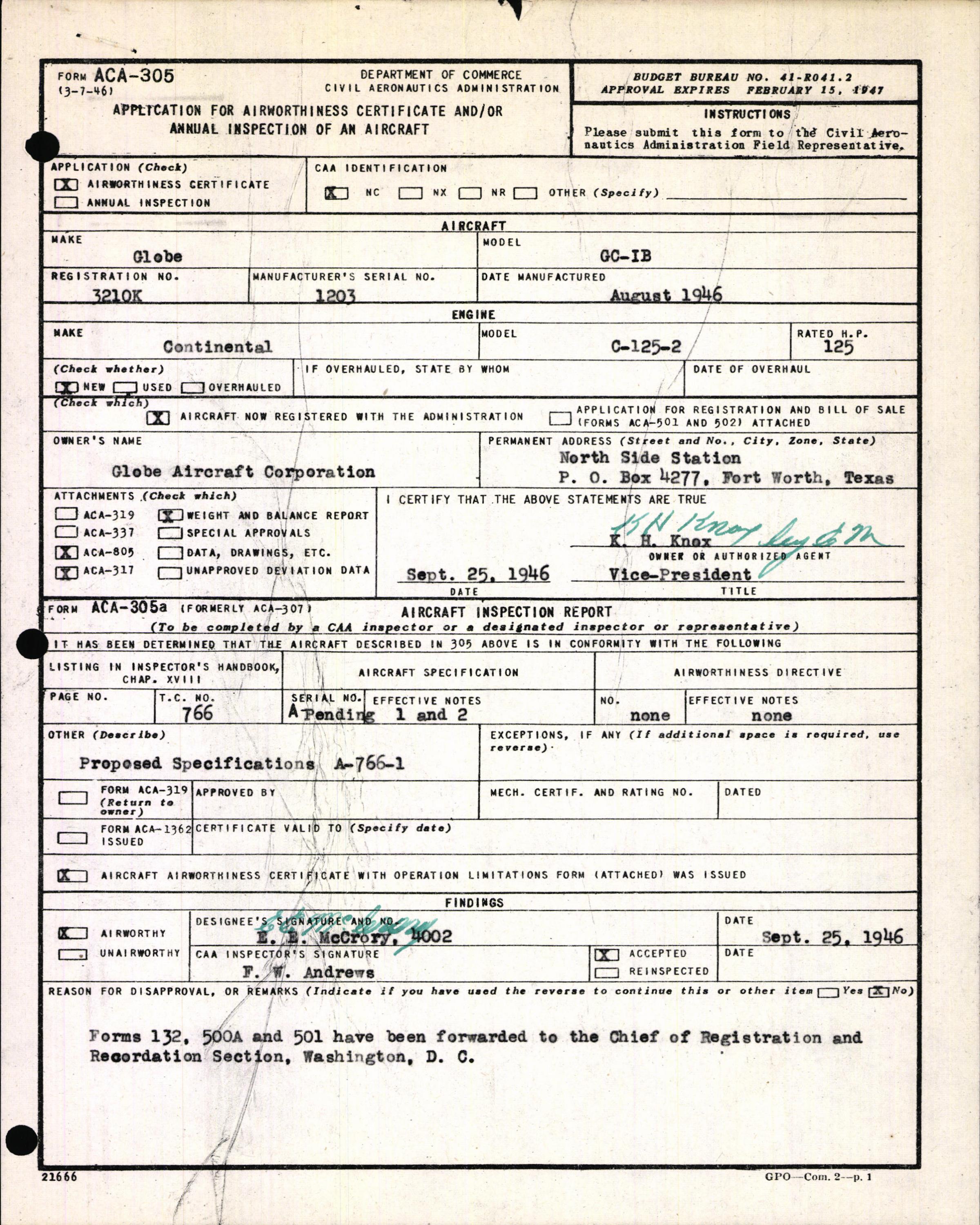 Sample page 5 from AirCorps Library document: Technical Information for Serial Number 1203