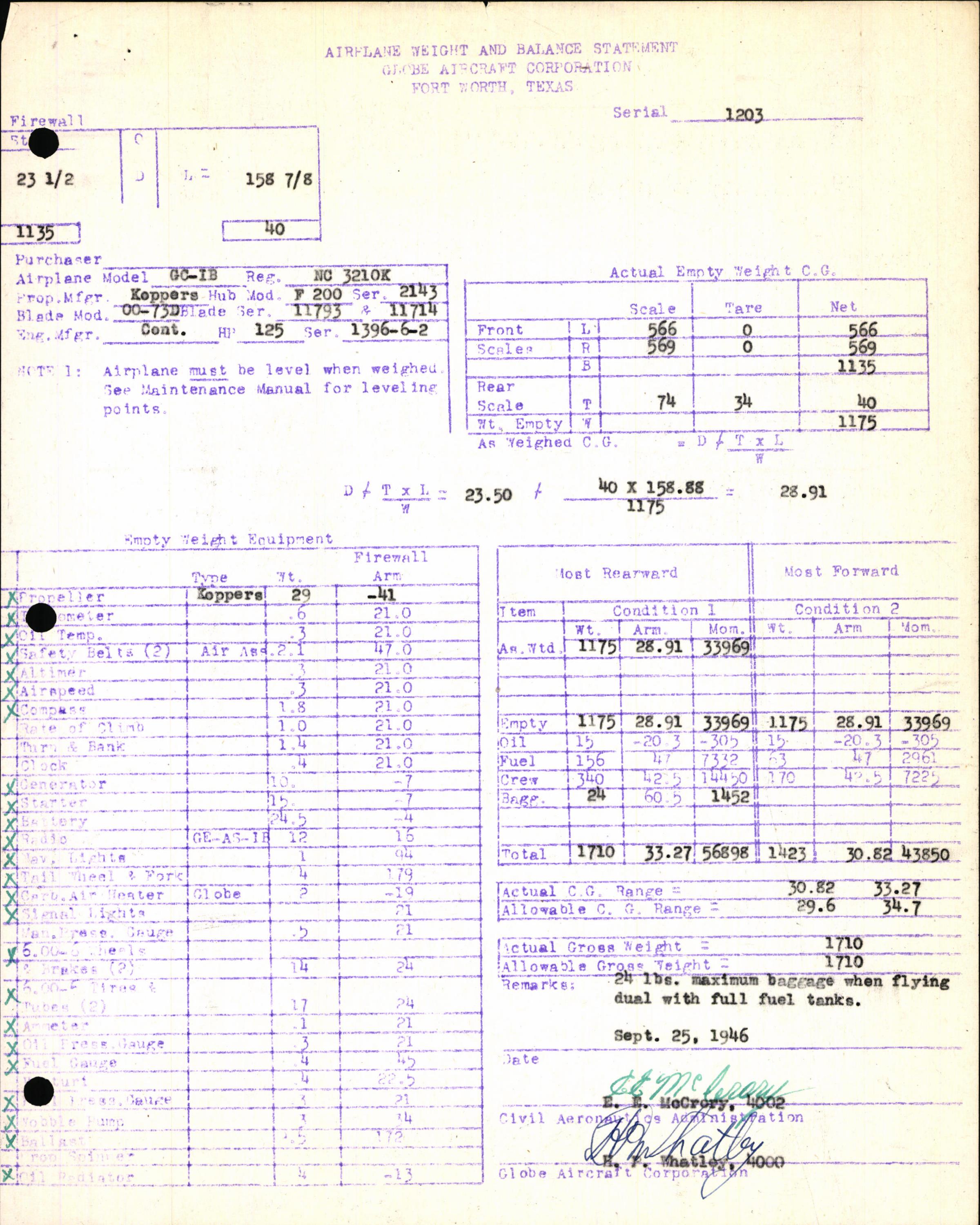 Sample page 7 from AirCorps Library document: Technical Information for Serial Number 1203