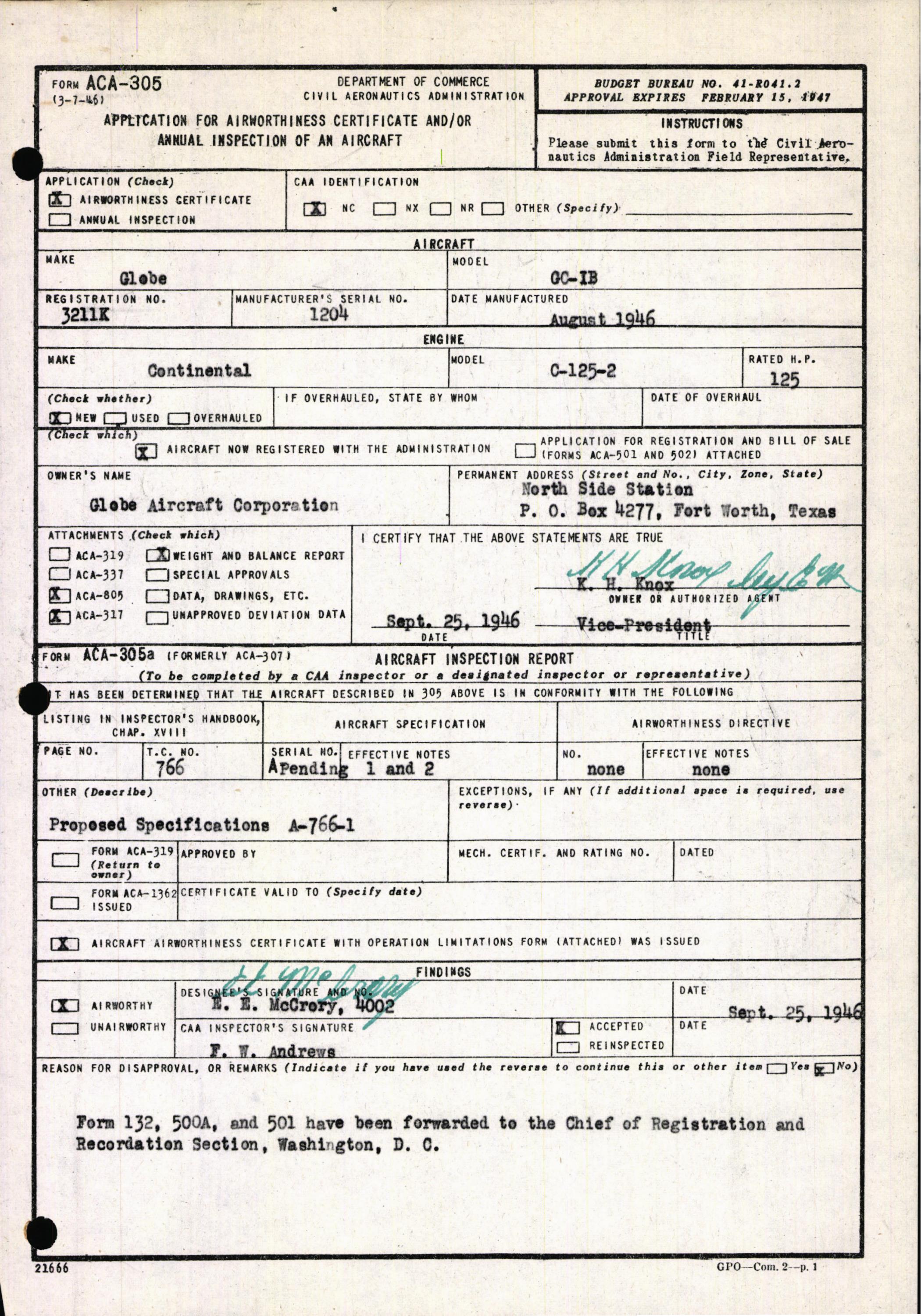 Sample page 3 from AirCorps Library document: Technical Information for Serial Number 1204