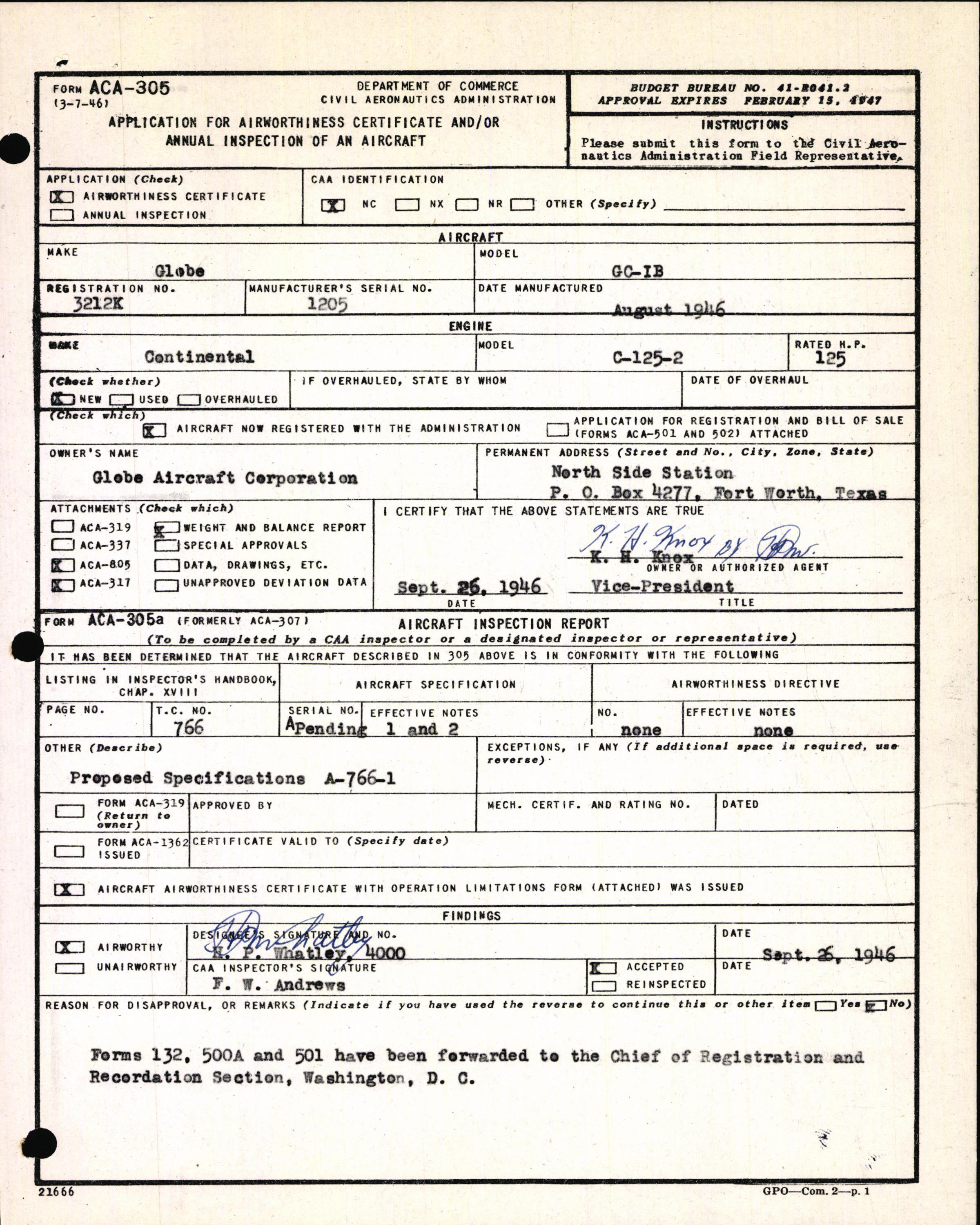 Sample page 3 from AirCorps Library document: Technical Information for Serial Number 1205