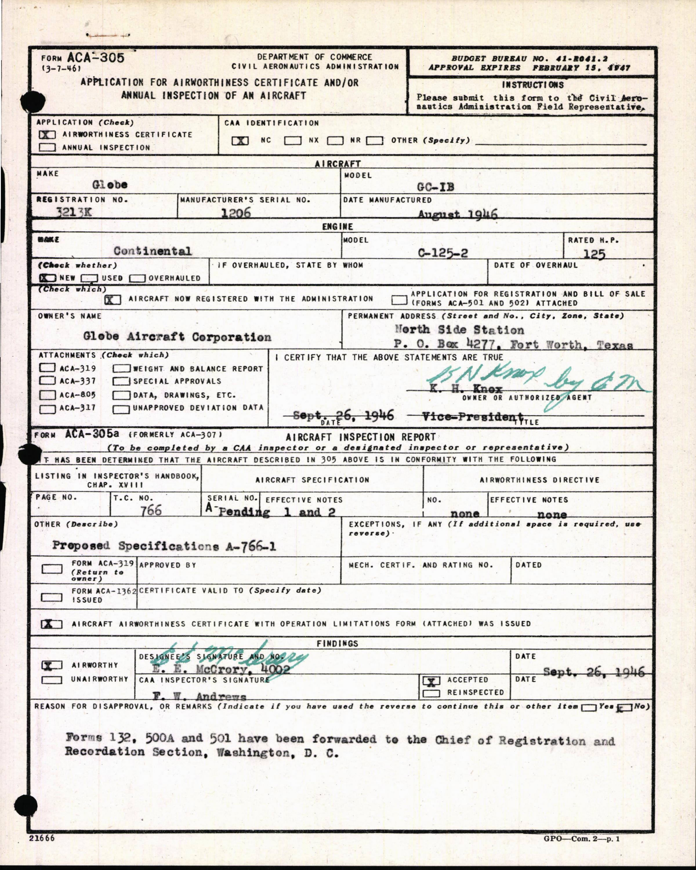 Sample page 3 from AirCorps Library document: Technical Information for Serial Number 1206