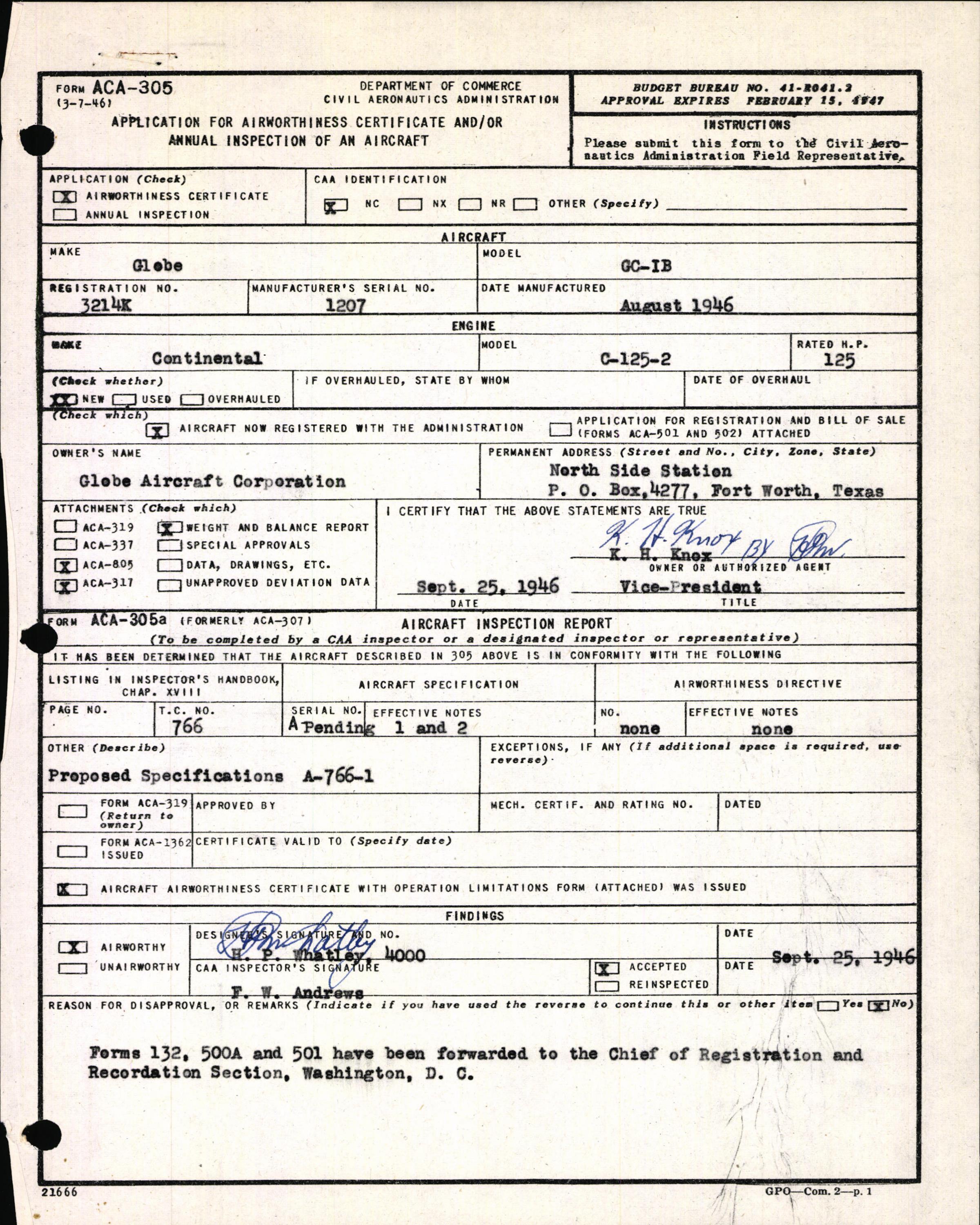 Sample page 5 from AirCorps Library document: Technical Information for Serial Number 1207