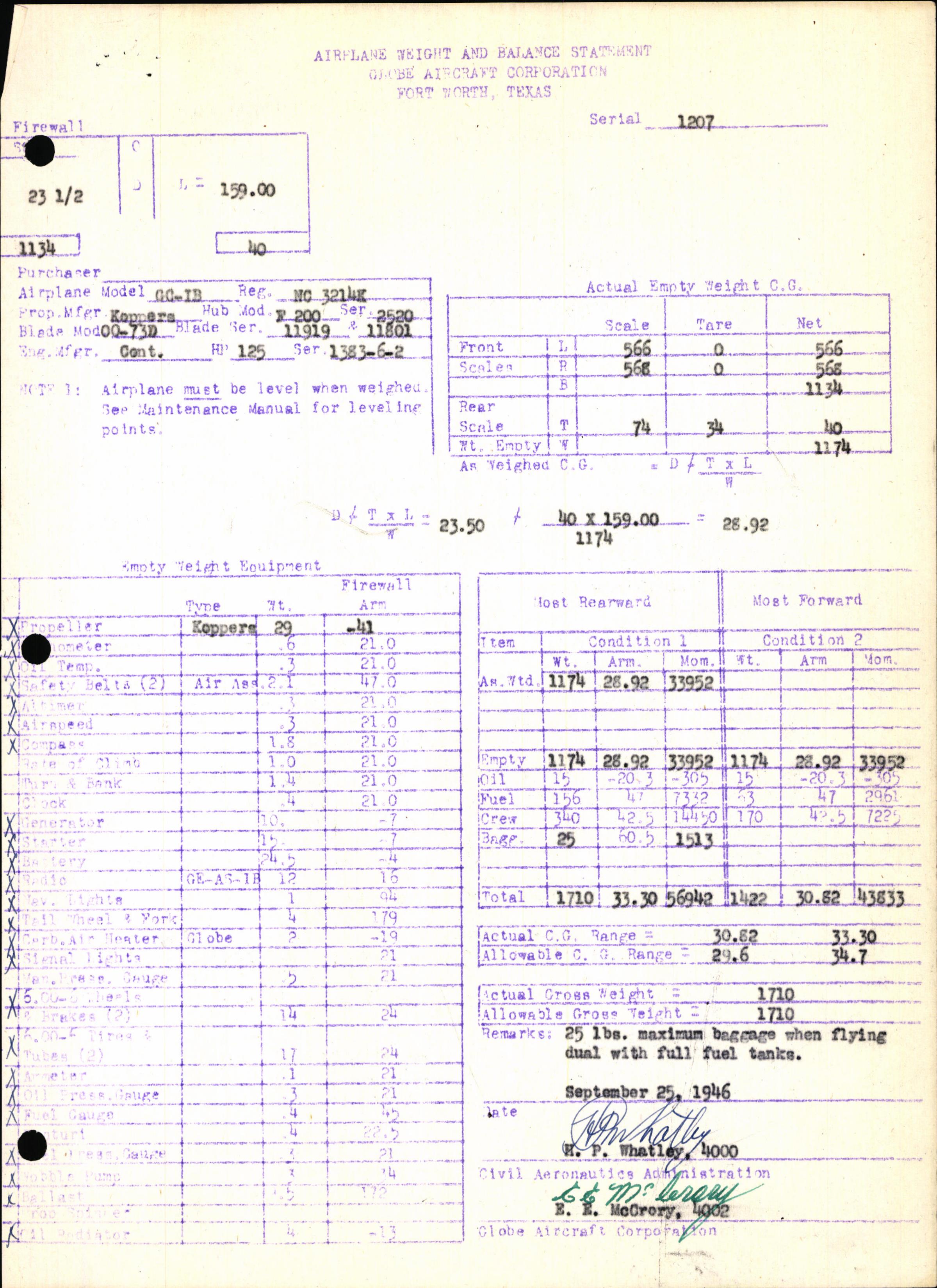 Sample page 7 from AirCorps Library document: Technical Information for Serial Number 1207