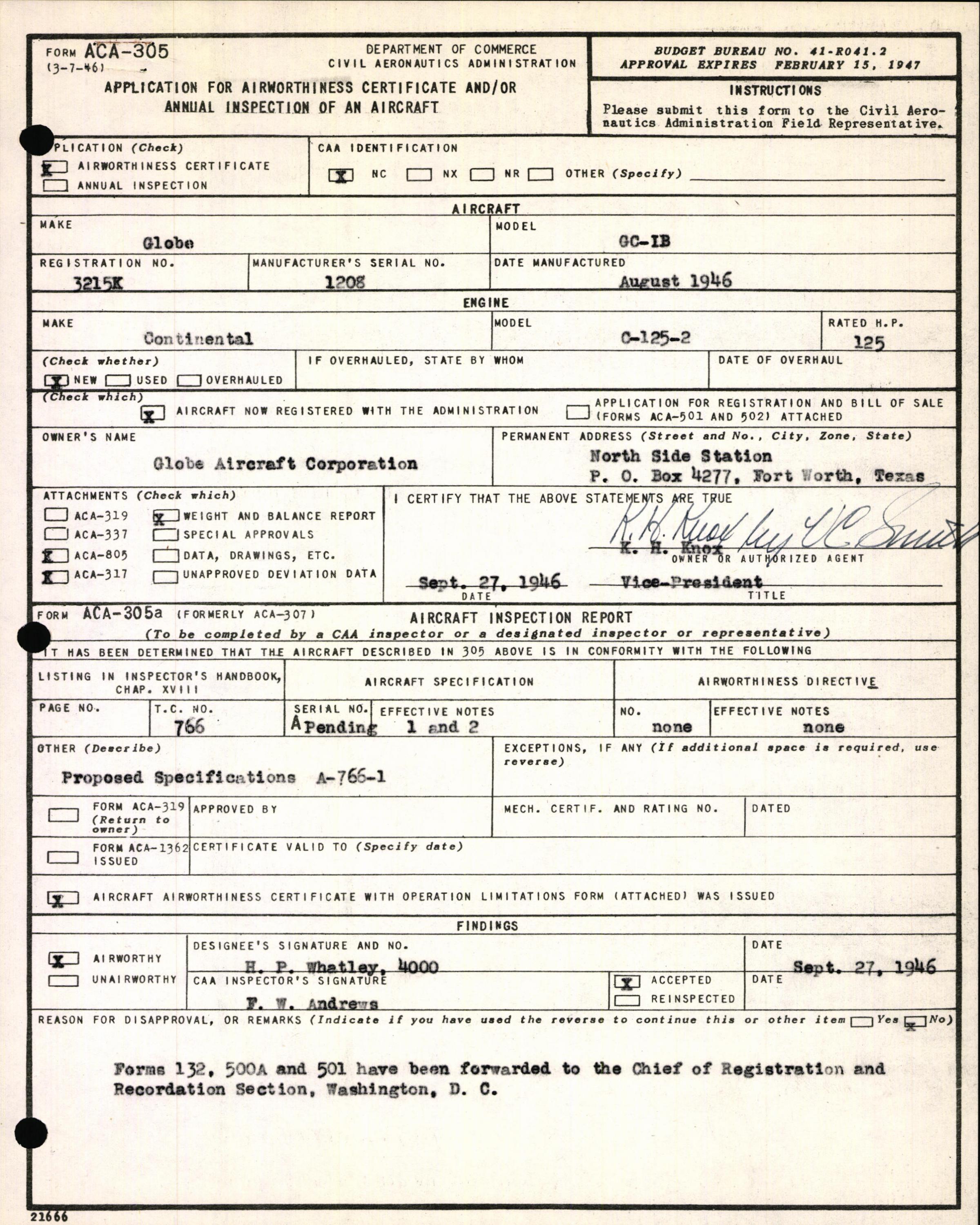 Sample page 3 from AirCorps Library document: Technical Information for Serial Number 1208