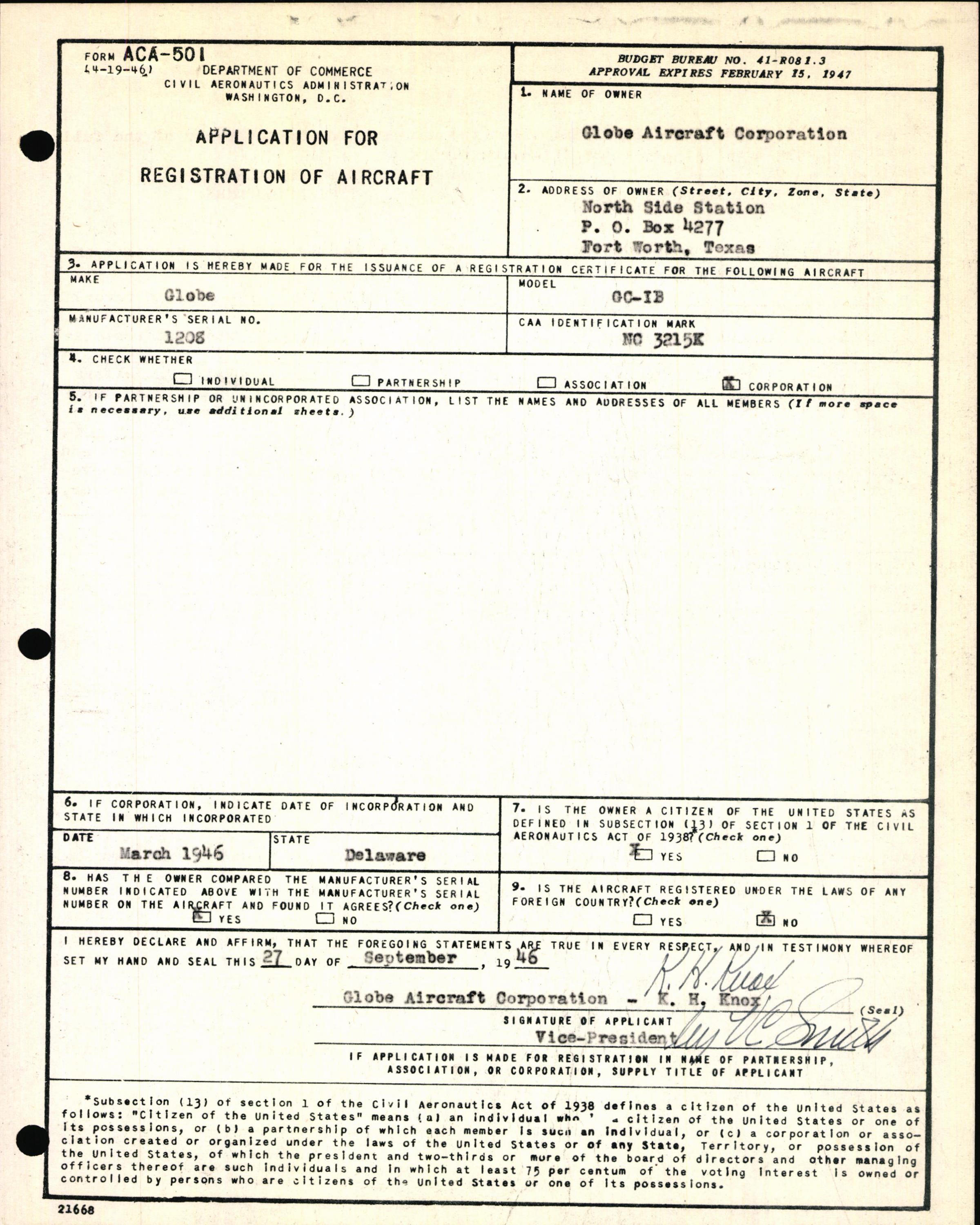 Sample page 5 from AirCorps Library document: Technical Information for Serial Number 1208