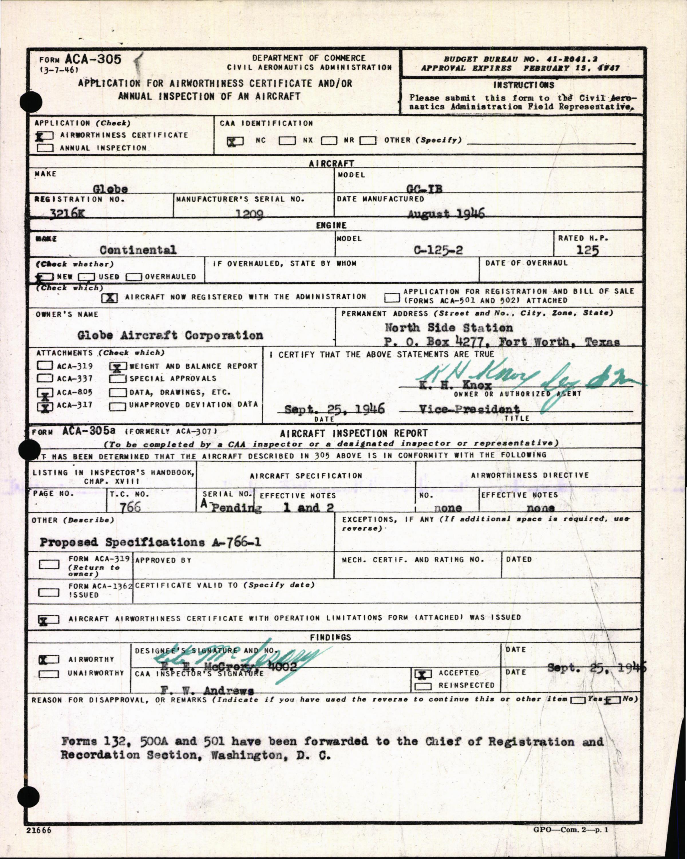 Sample page 5 from AirCorps Library document: Technical Information for Serial Number 1209