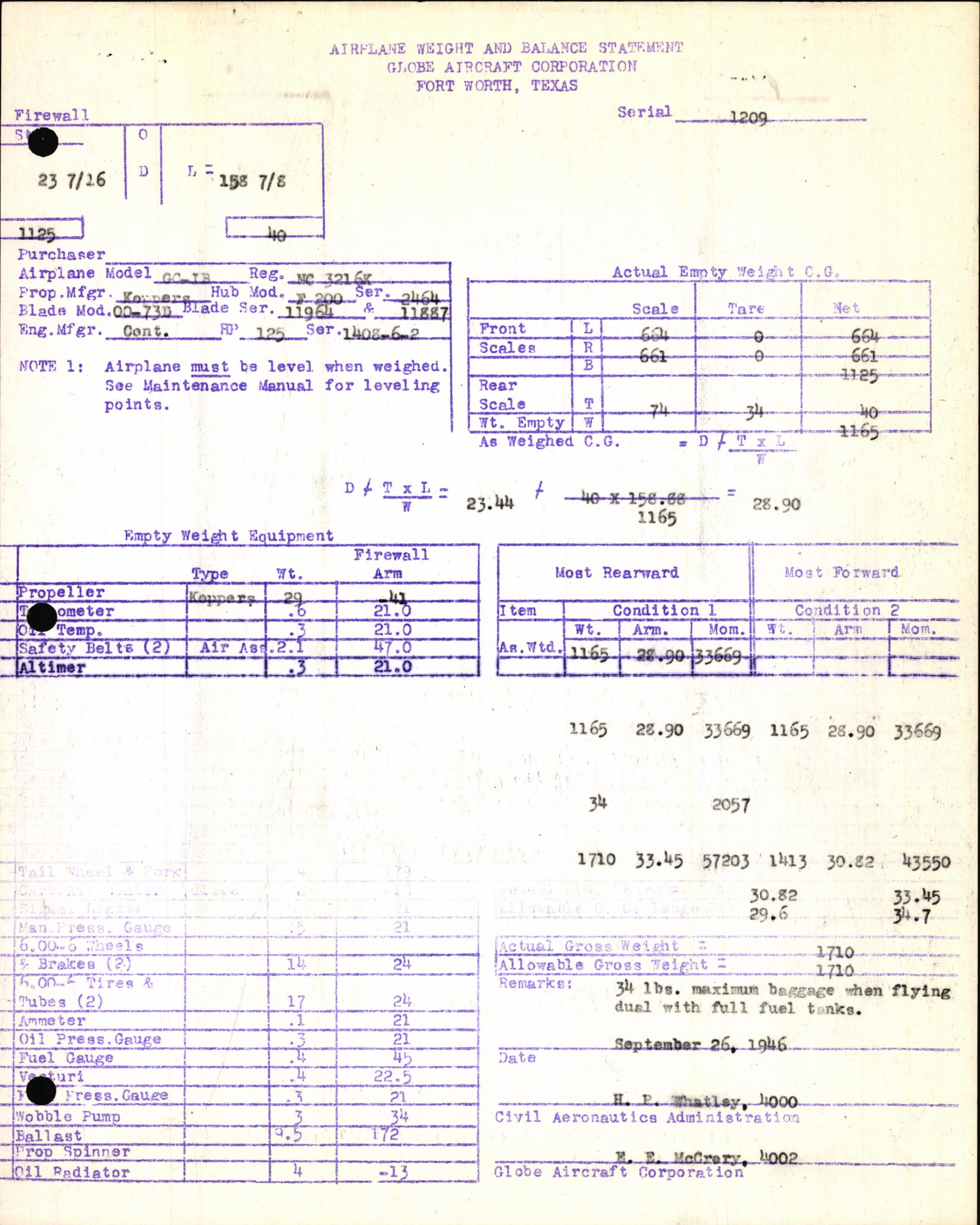 Sample page 7 from AirCorps Library document: Technical Information for Serial Number 1209