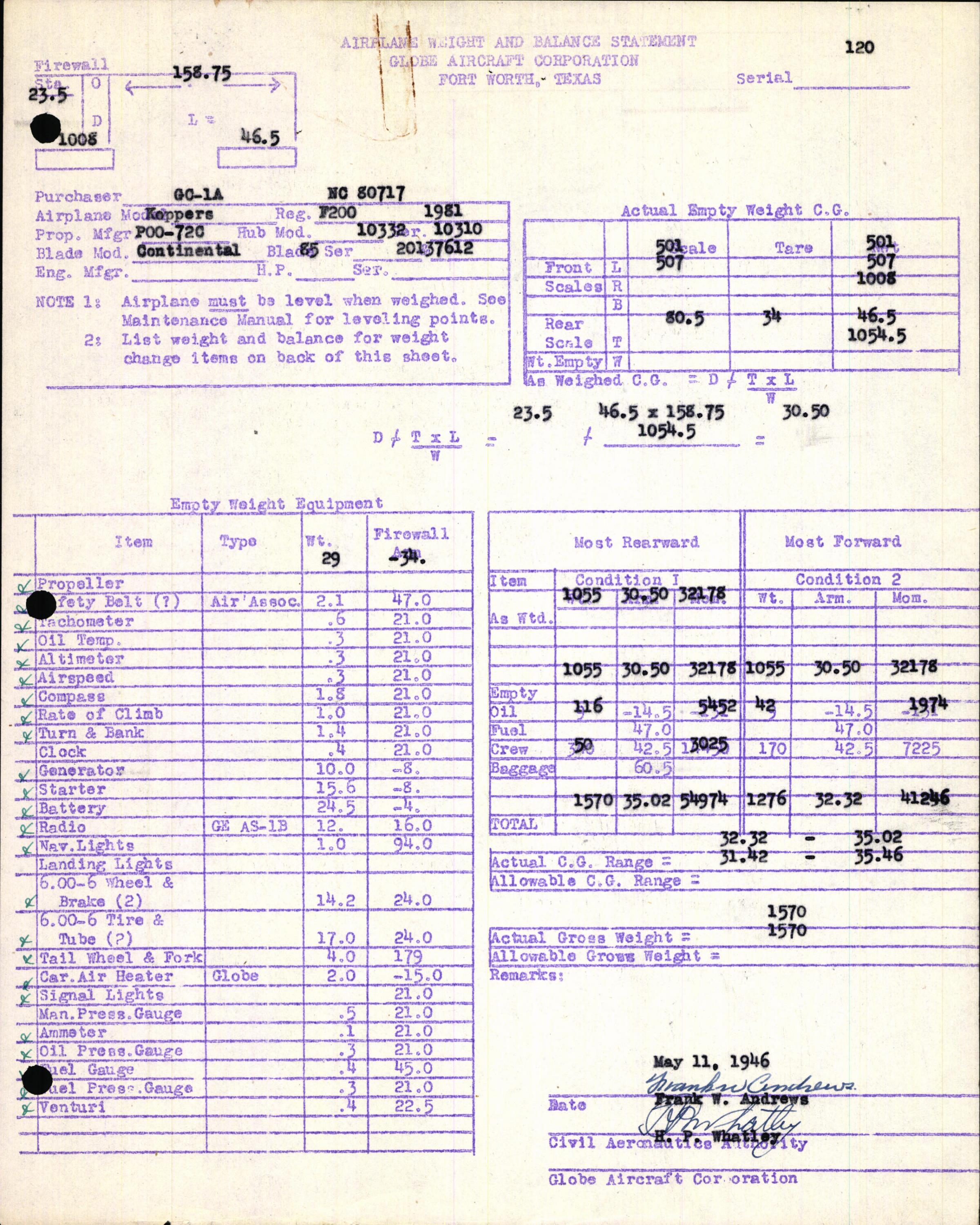 Sample page 11 from AirCorps Library document: Technical Information for Serial Number 120