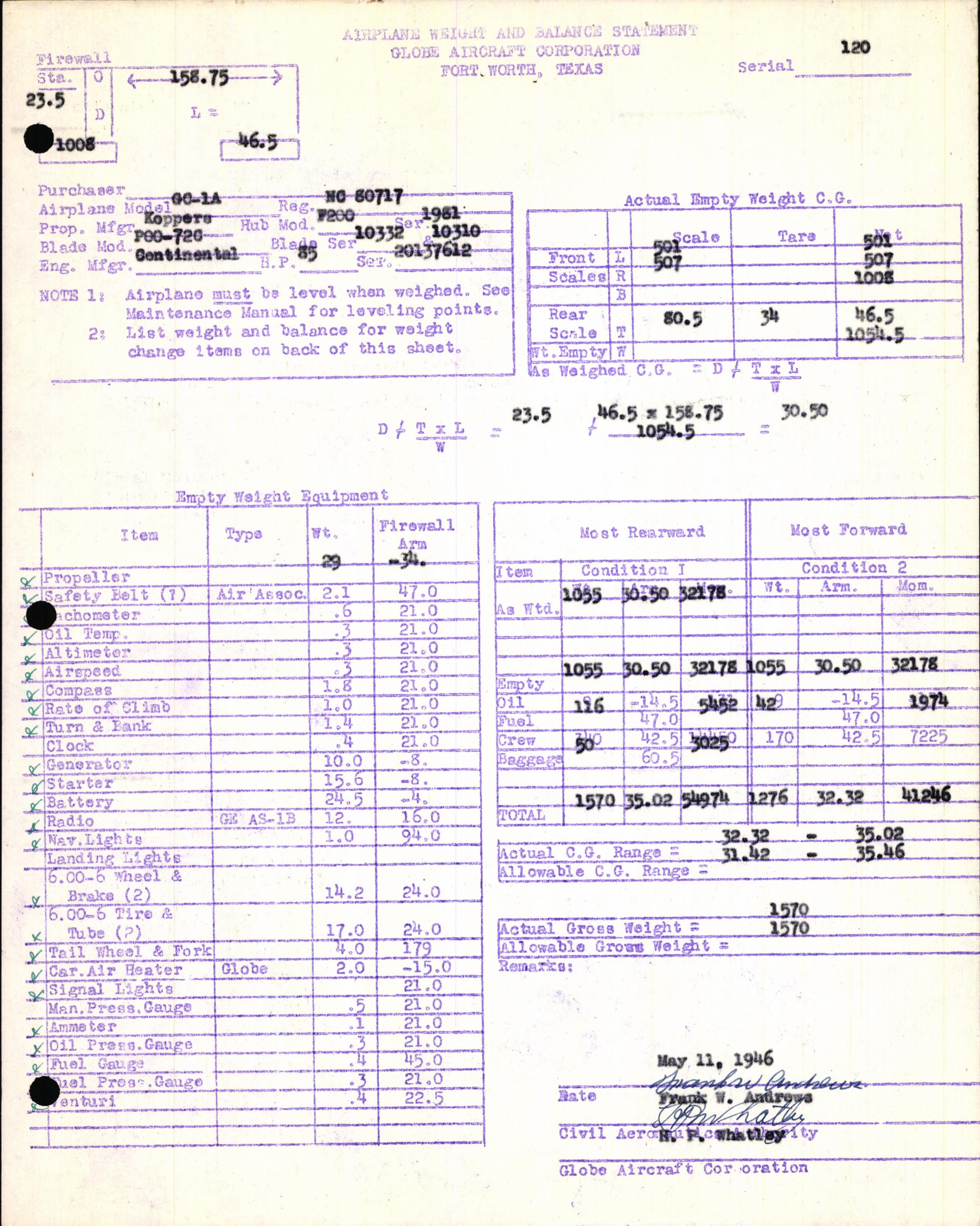 Sample page 13 from AirCorps Library document: Technical Information for Serial Number 120