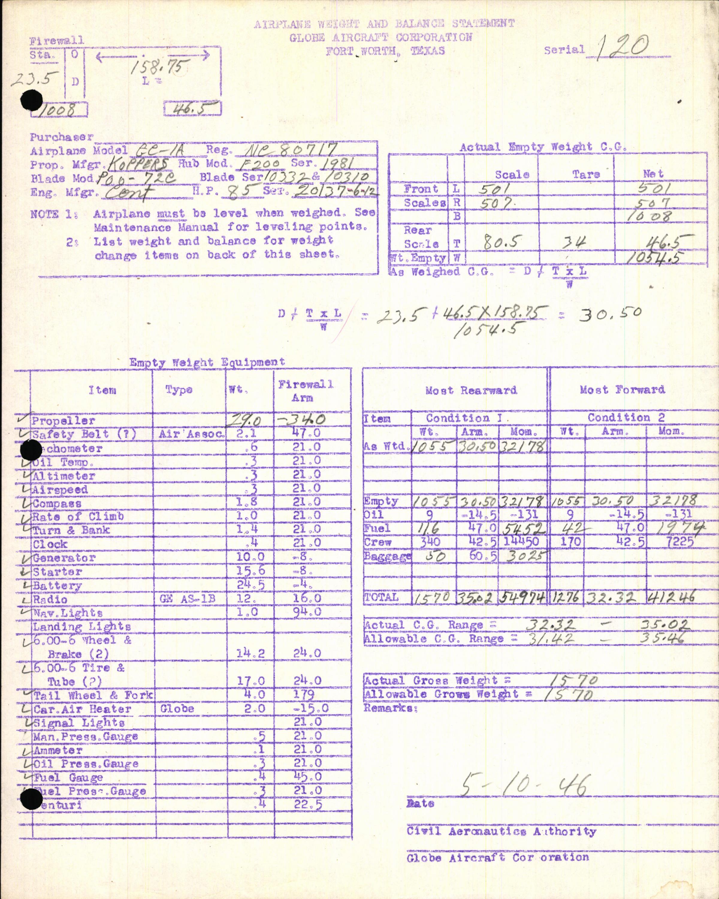 Sample page 9 from AirCorps Library document: Technical Information for Serial Number 120