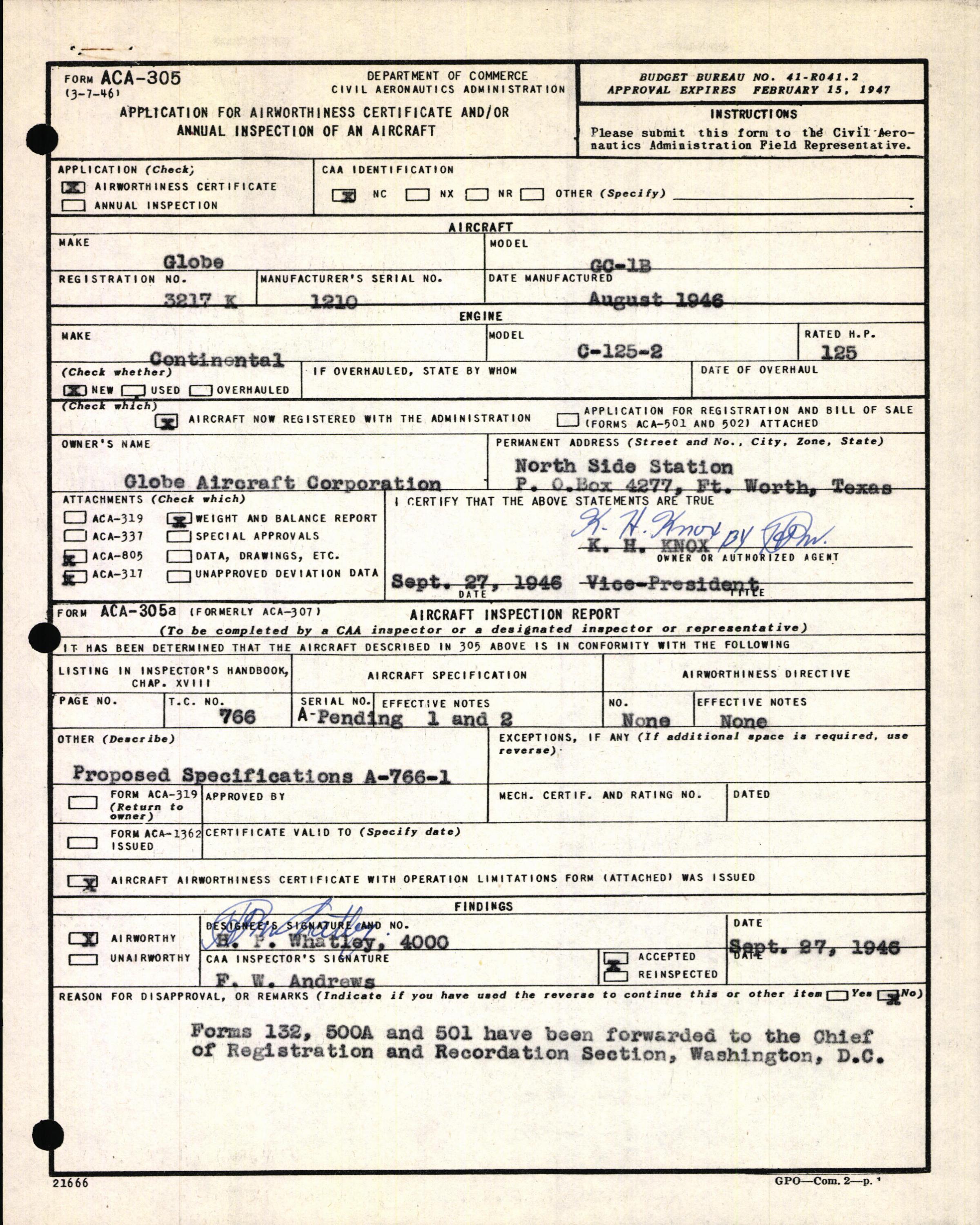 Sample page 3 from AirCorps Library document: Technical Information for Serial Number 1210