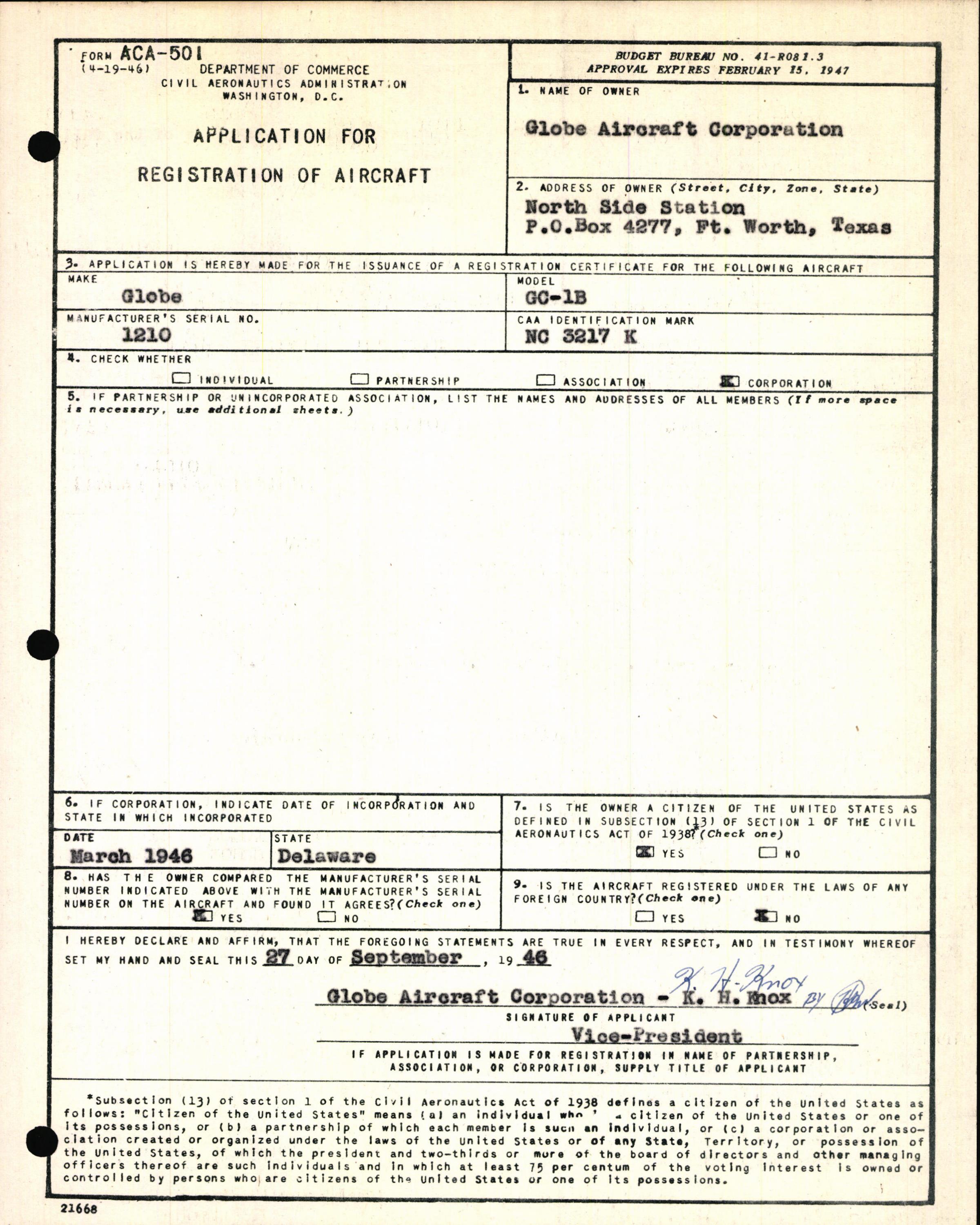 Sample page 5 from AirCorps Library document: Technical Information for Serial Number 1210