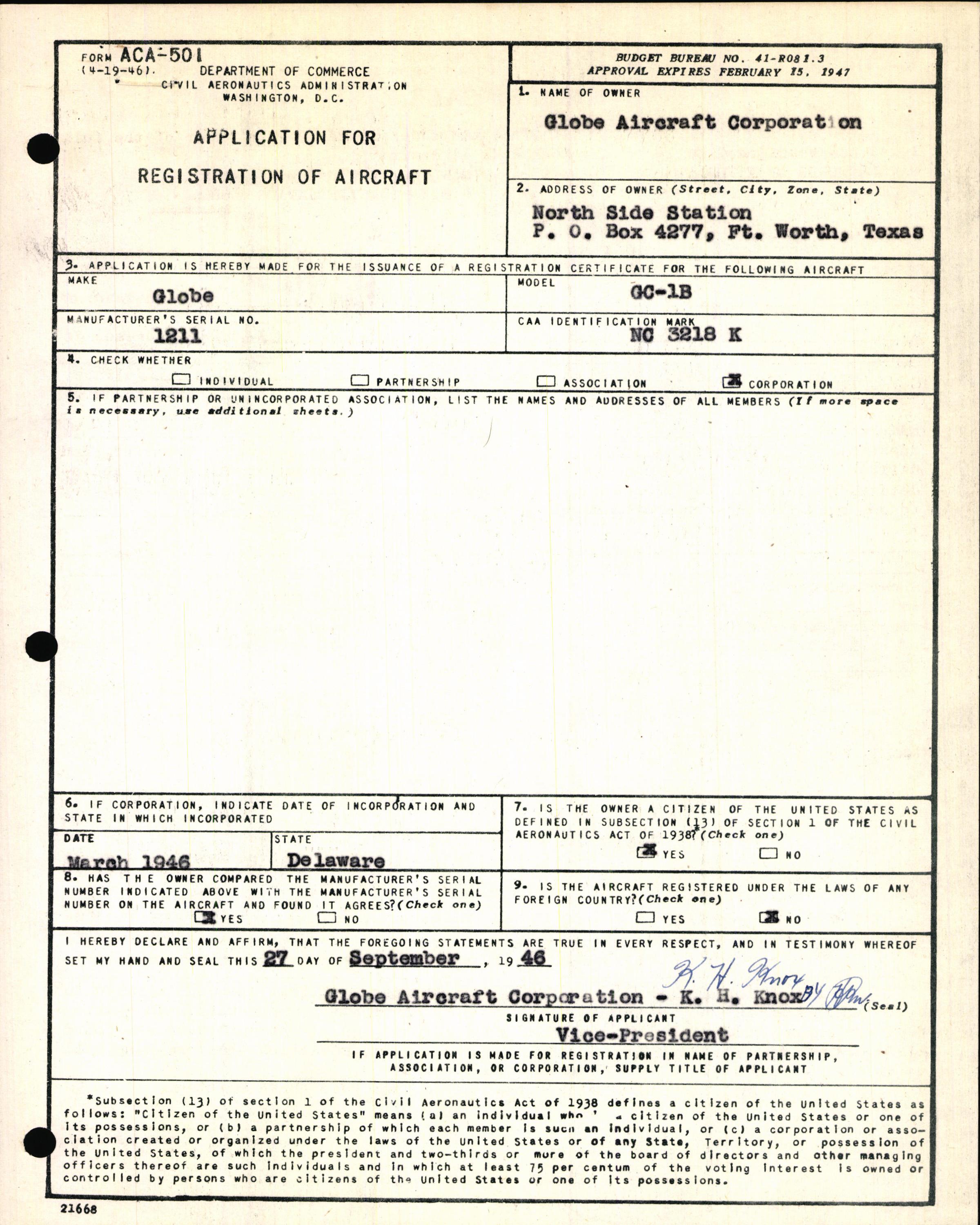 Sample page 3 from AirCorps Library document: Technical Information for Serial Number 1211