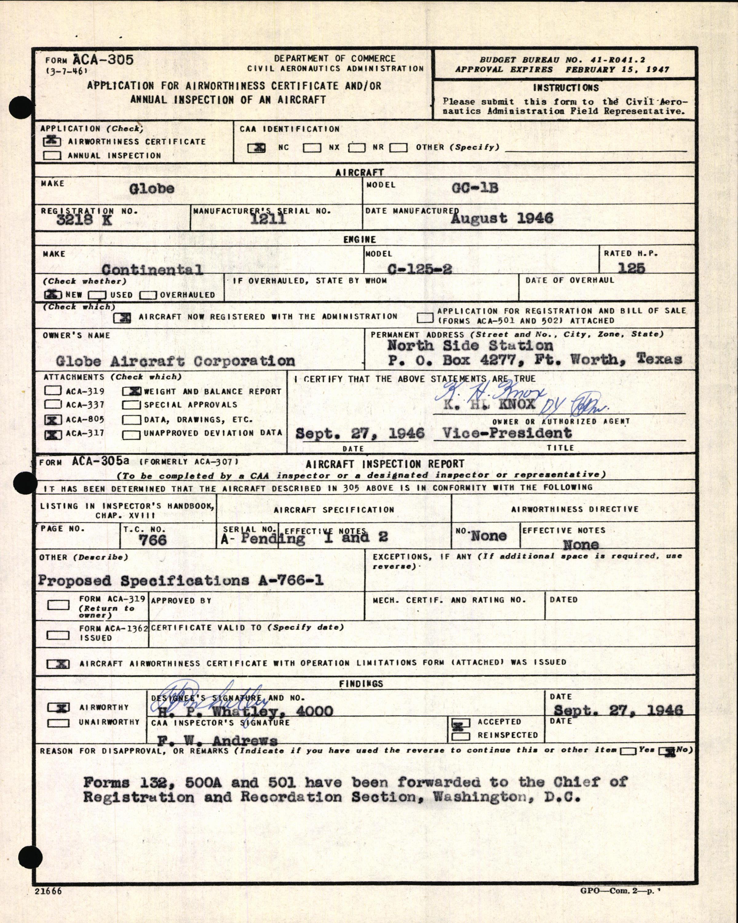 Sample page 5 from AirCorps Library document: Technical Information for Serial Number 1211