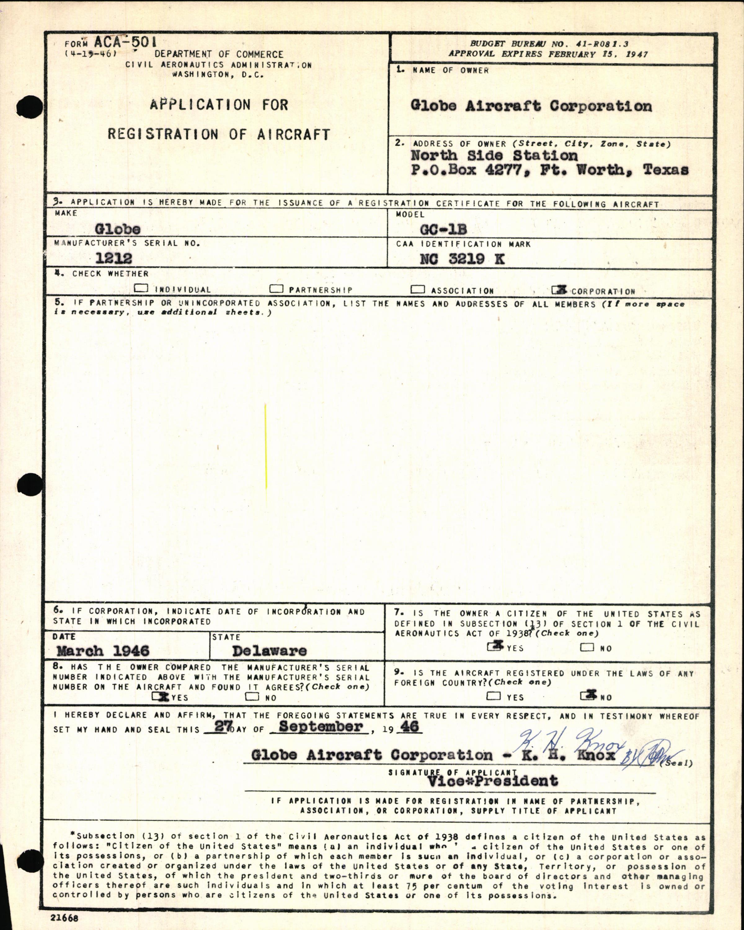 Sample page 3 from AirCorps Library document: Technical Information for Serial Number 1212