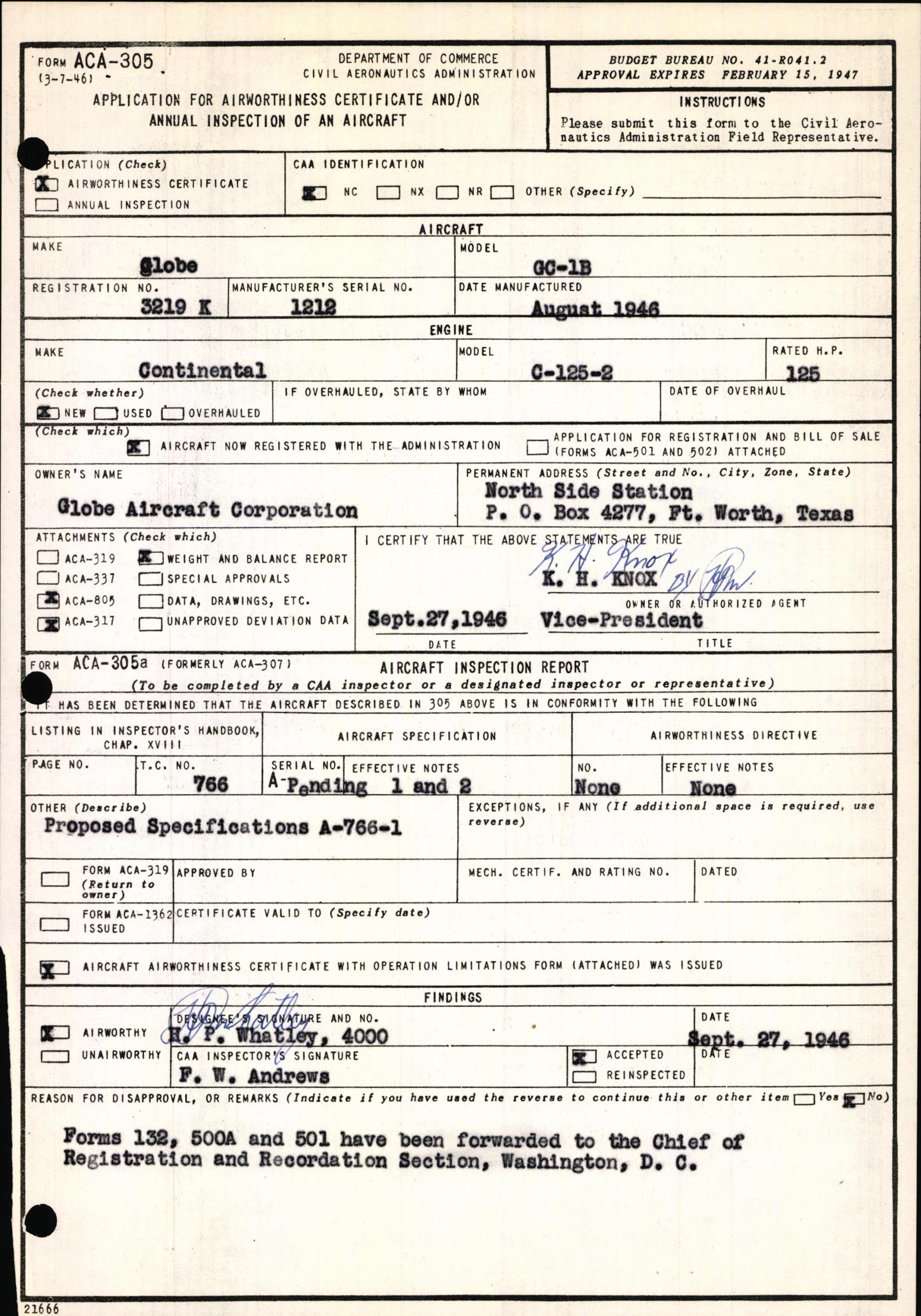 Sample page 5 from AirCorps Library document: Technical Information for Serial Number 1212