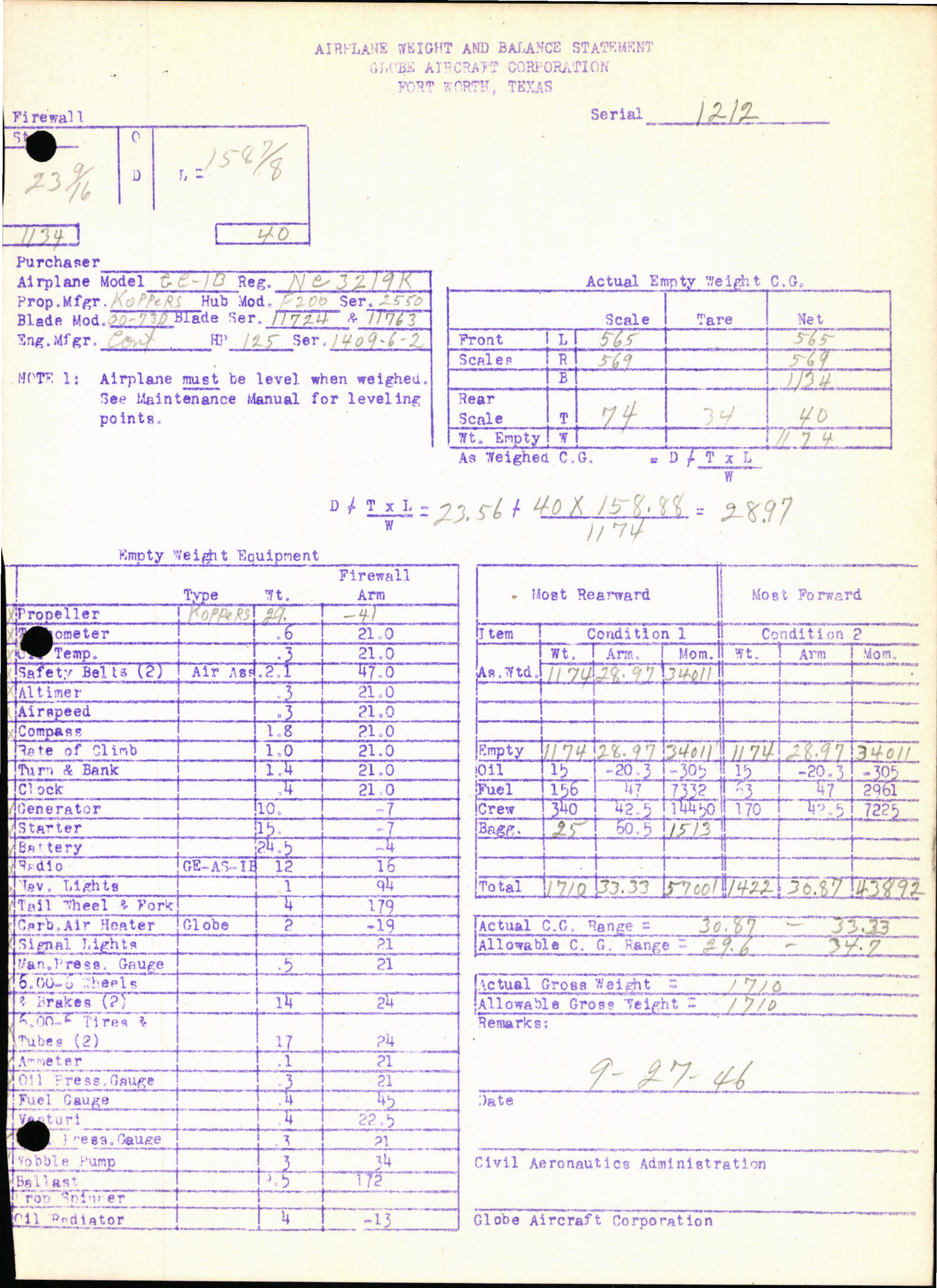 Sample page 7 from AirCorps Library document: Technical Information for Serial Number 1212