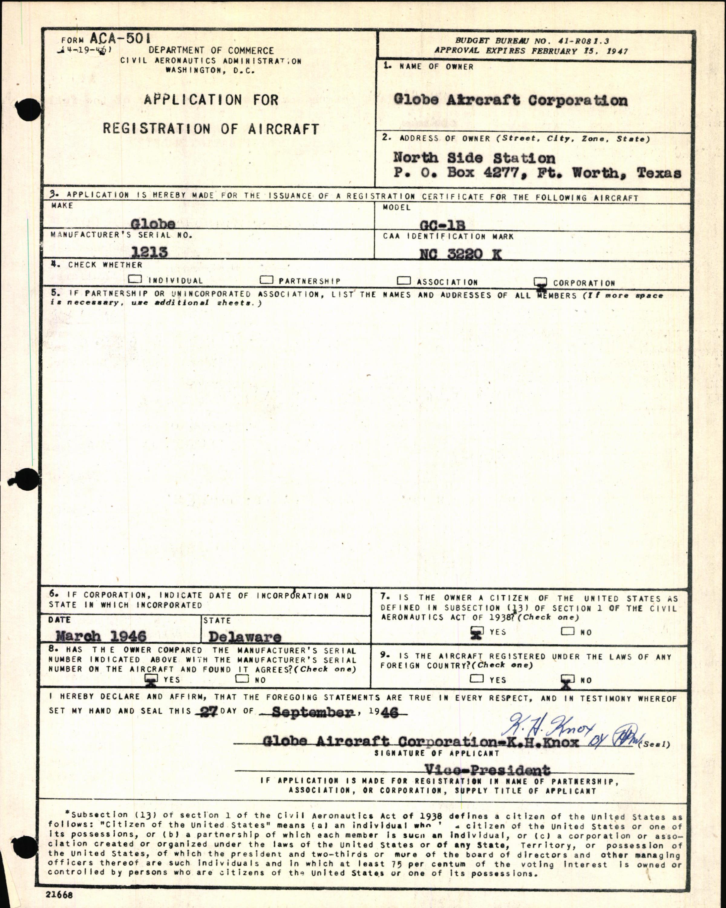 Sample page 5 from AirCorps Library document: Technical Information for Serial Number 1213