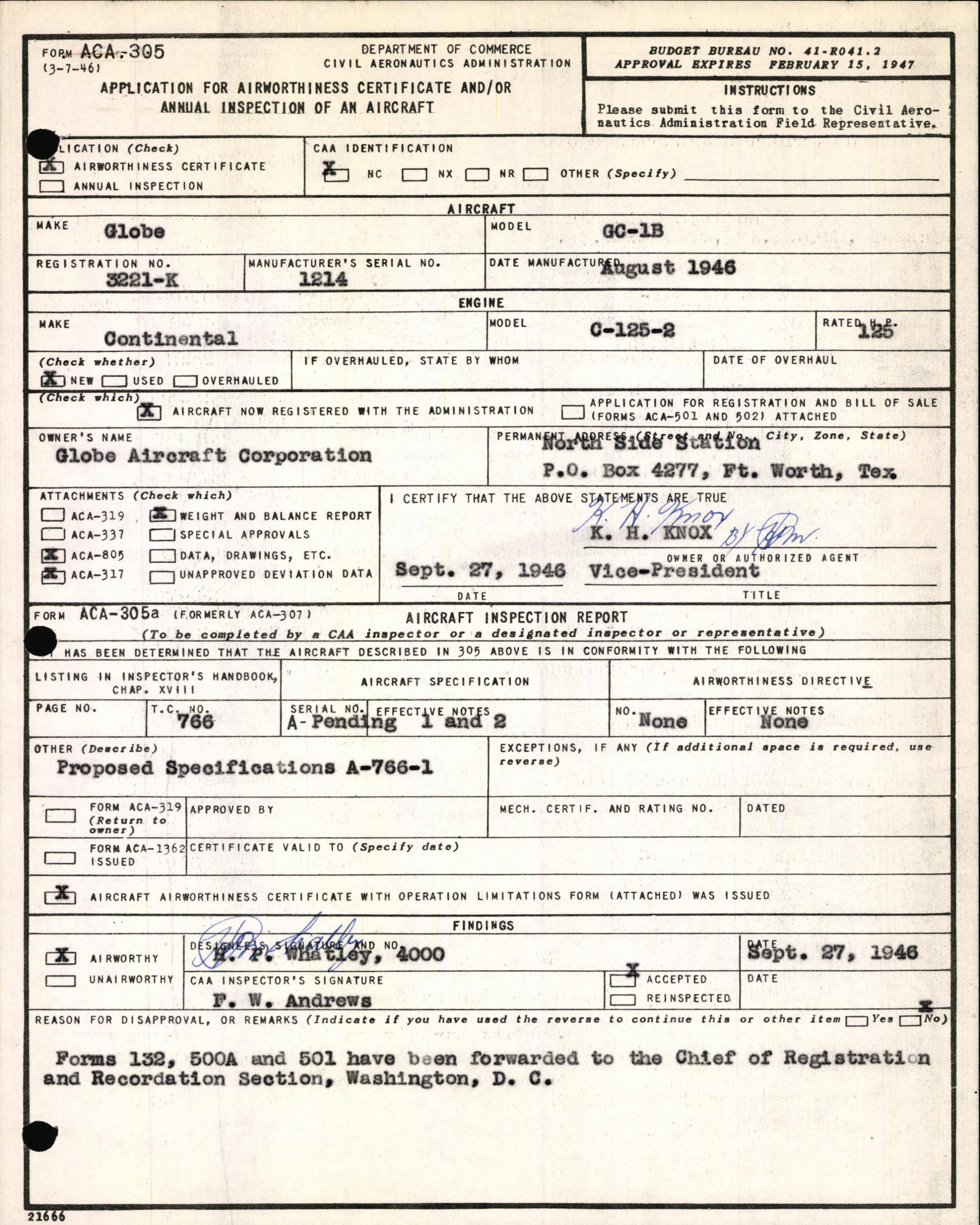 Sample page 3 from AirCorps Library document: Technical Information for Serial Number 1214