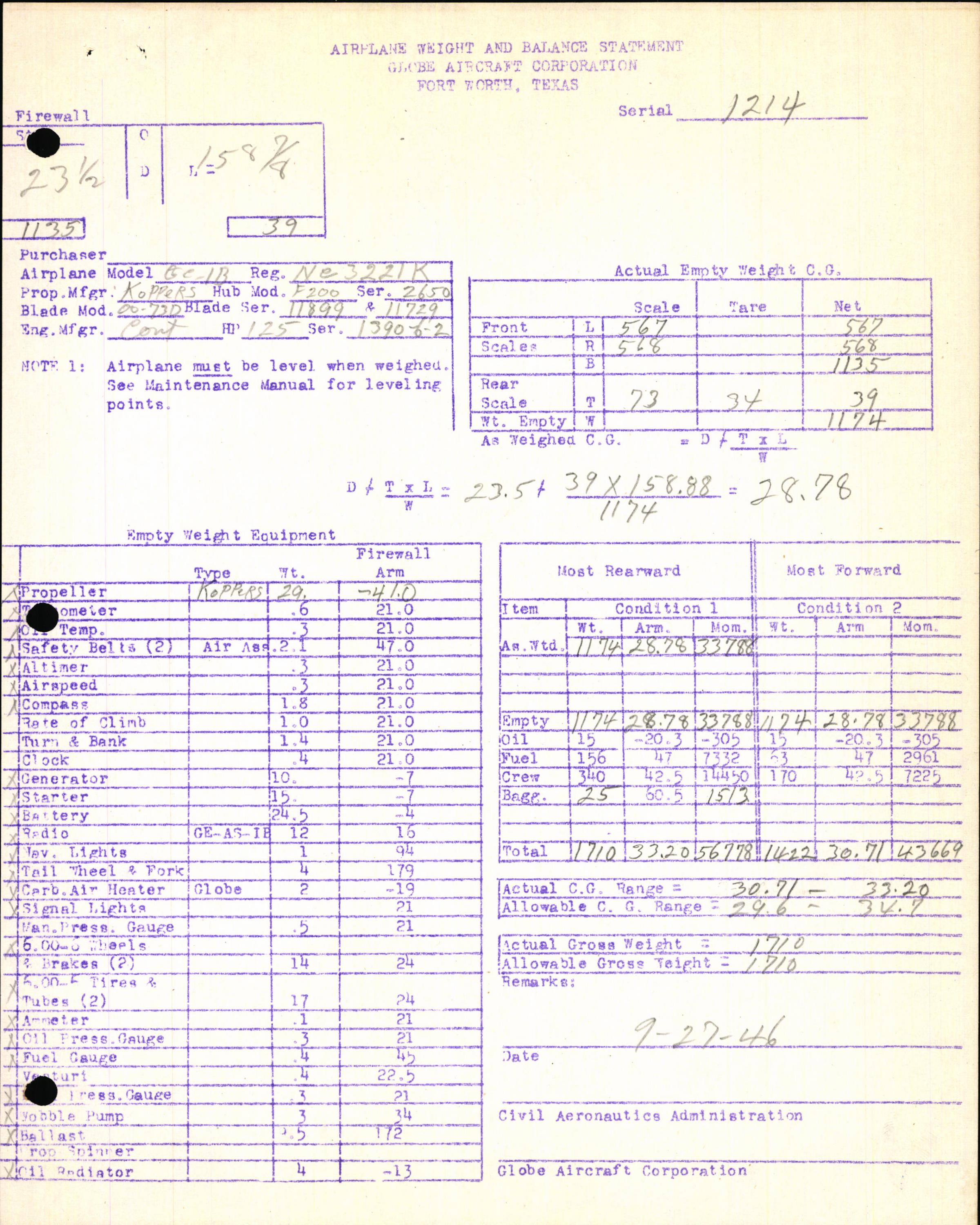 Sample page 7 from AirCorps Library document: Technical Information for Serial Number 1214