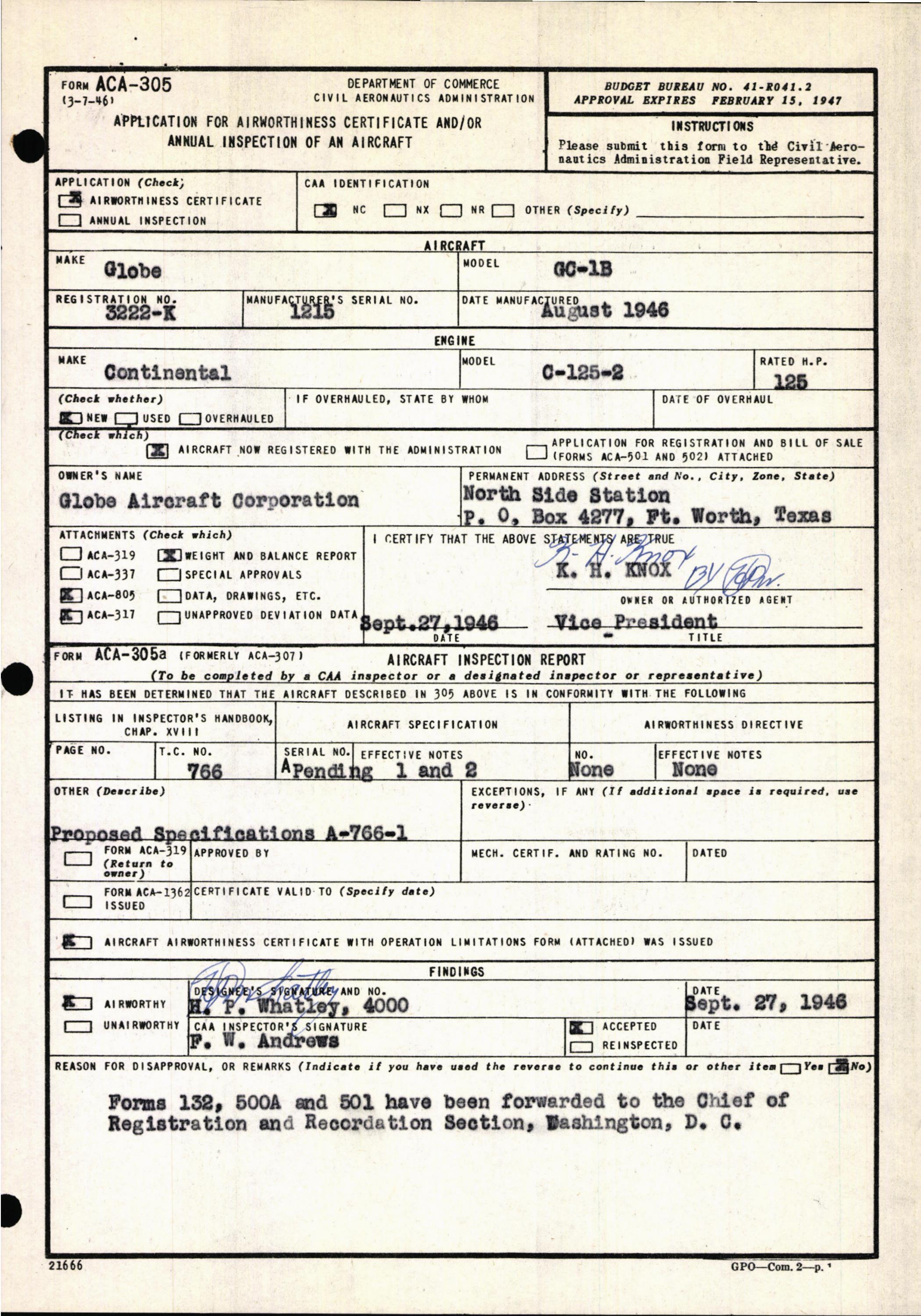 Sample page 5 from AirCorps Library document: Technical Information for Serial Number 1215