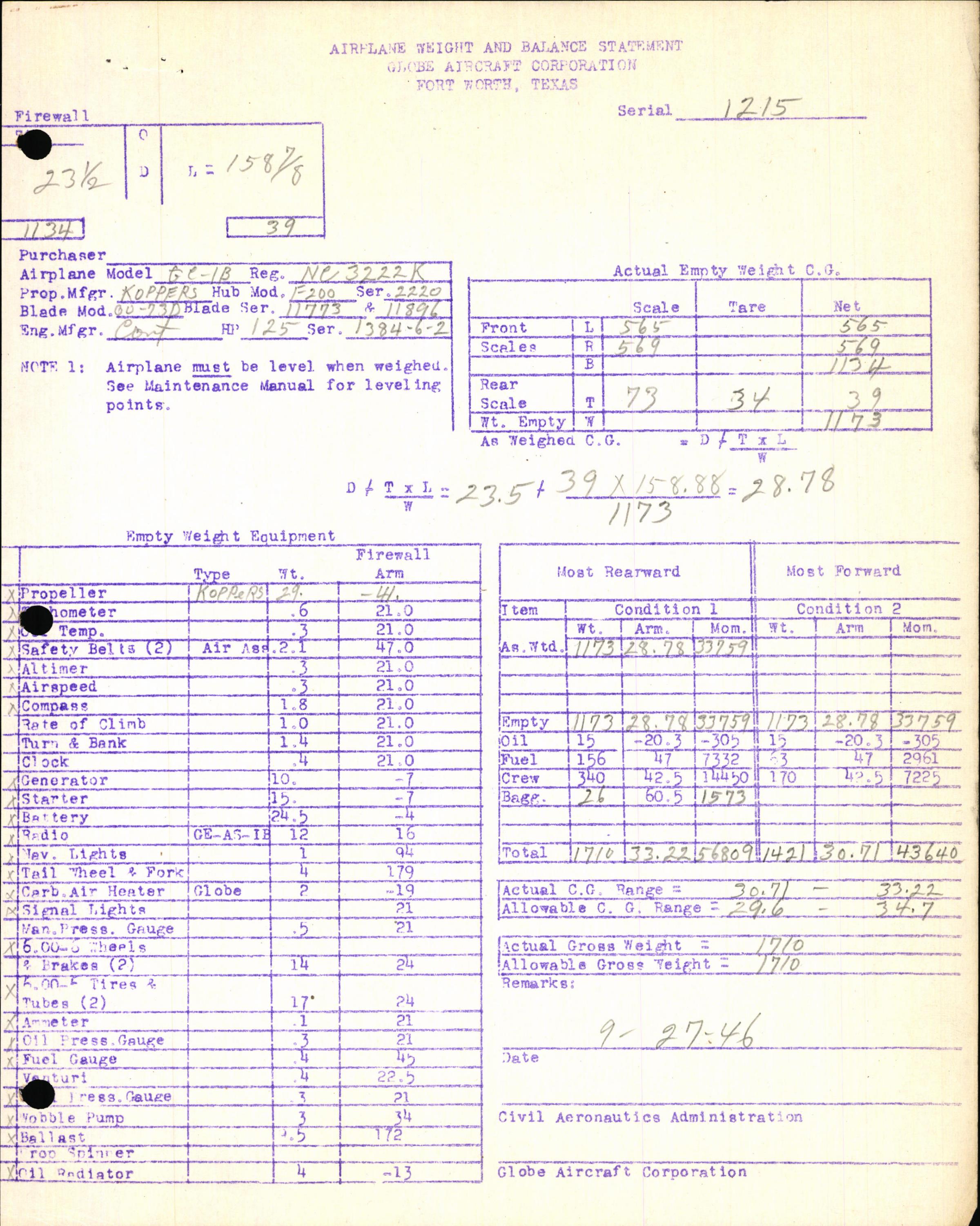 Sample page 7 from AirCorps Library document: Technical Information for Serial Number 1215