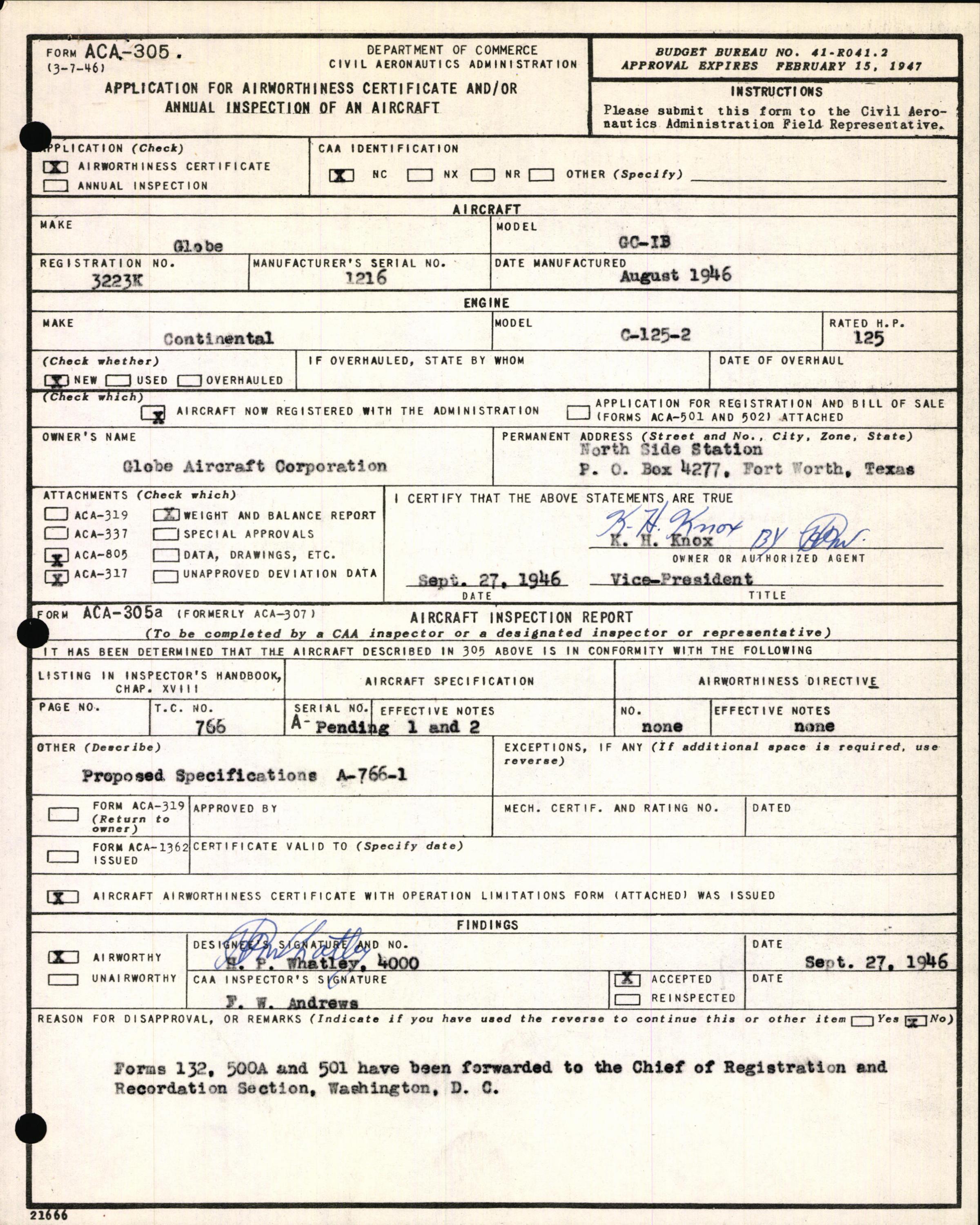 Sample page 3 from AirCorps Library document: Technical Information for Serial Number 1216