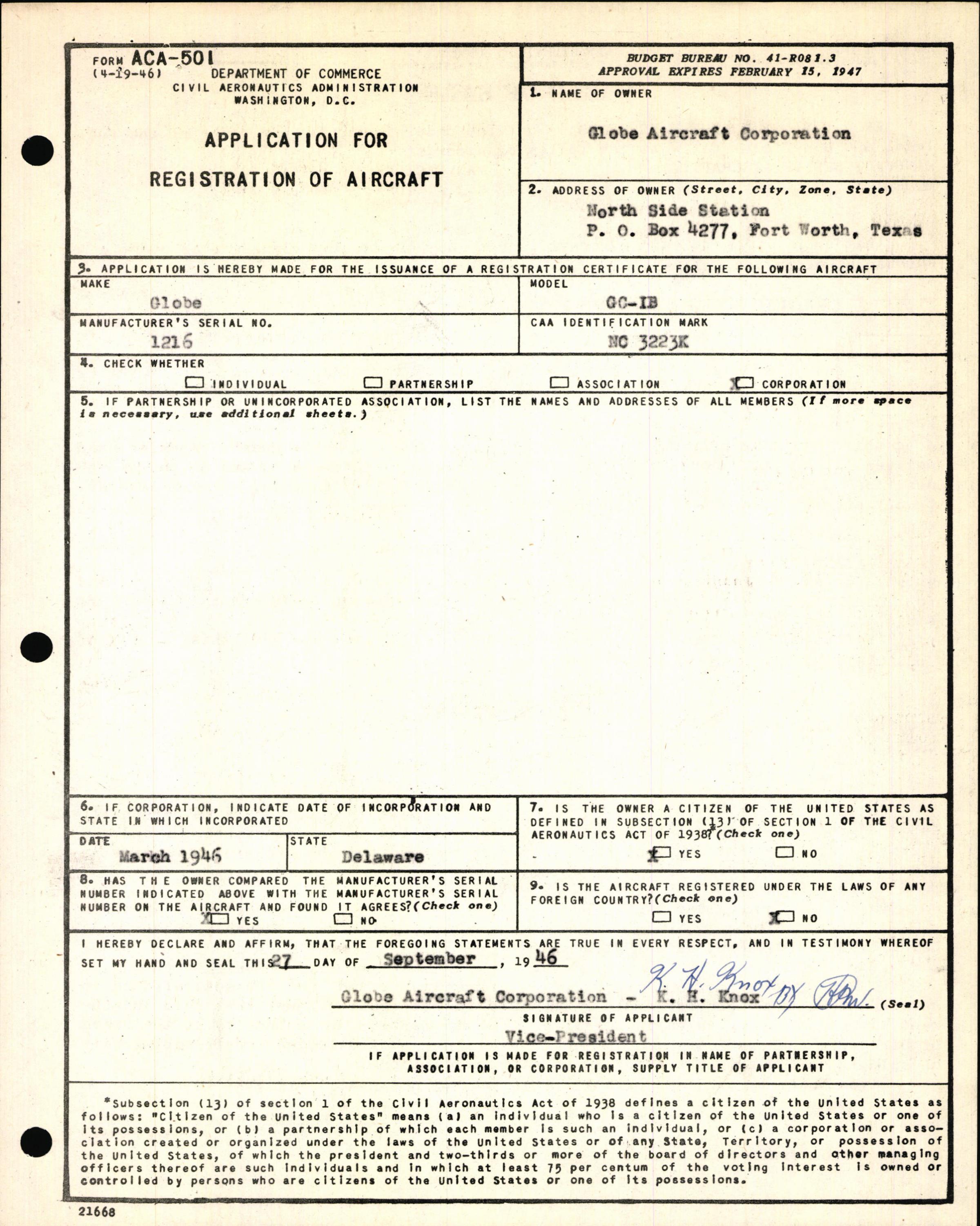 Sample page 5 from AirCorps Library document: Technical Information for Serial Number 1216