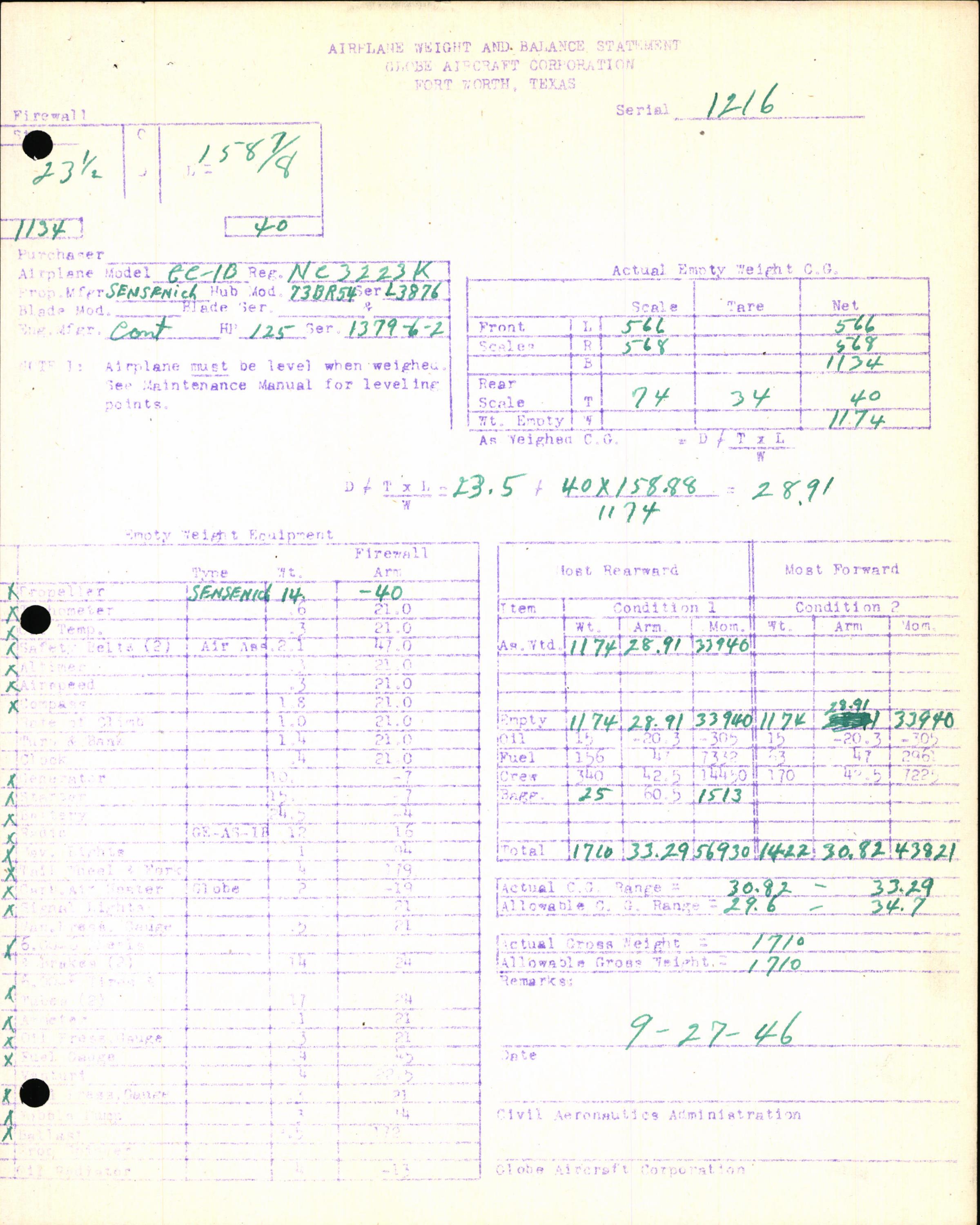 Sample page 7 from AirCorps Library document: Technical Information for Serial Number 1216