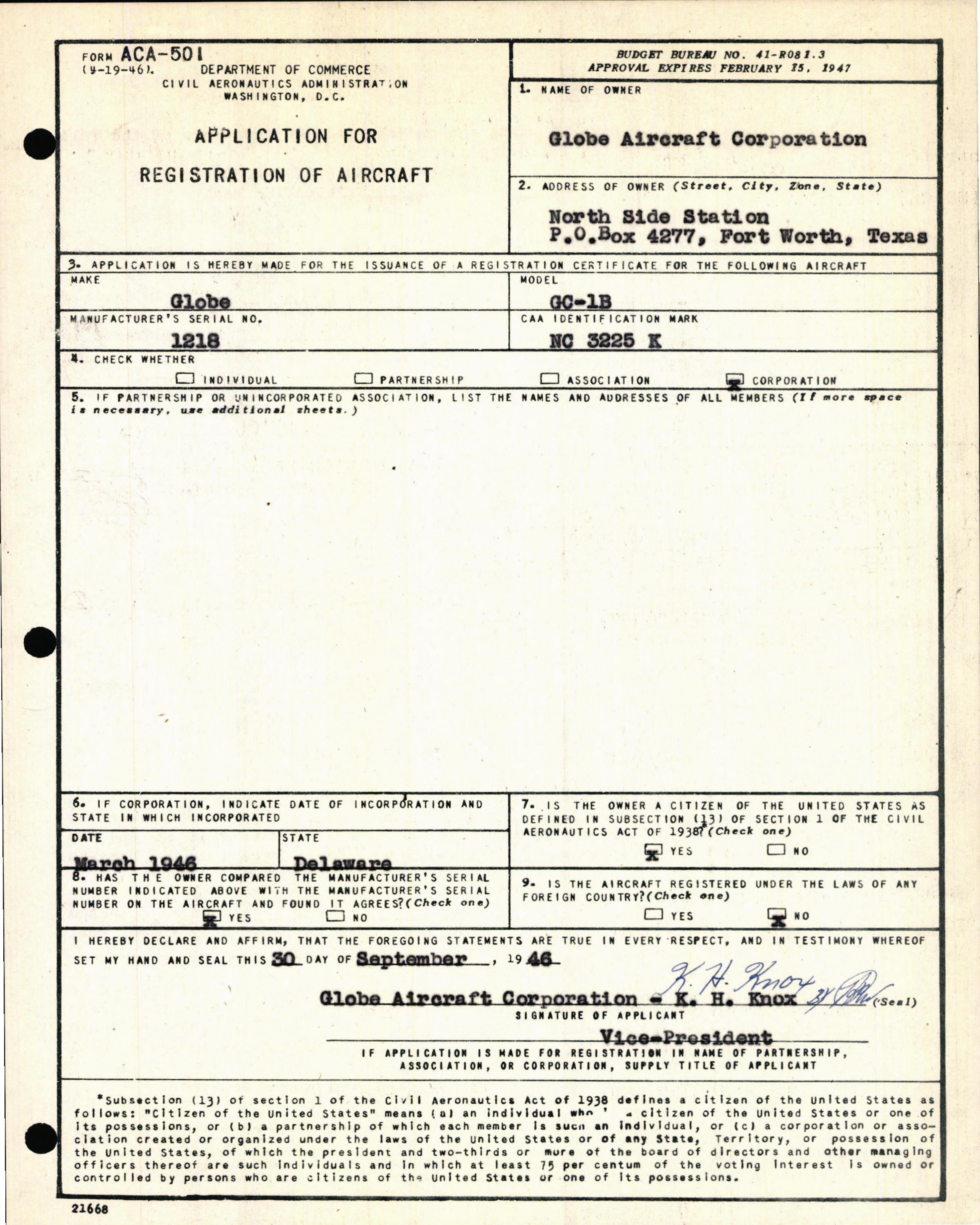 Sample page 5 from AirCorps Library document: Technical Information for Serial Number 1218