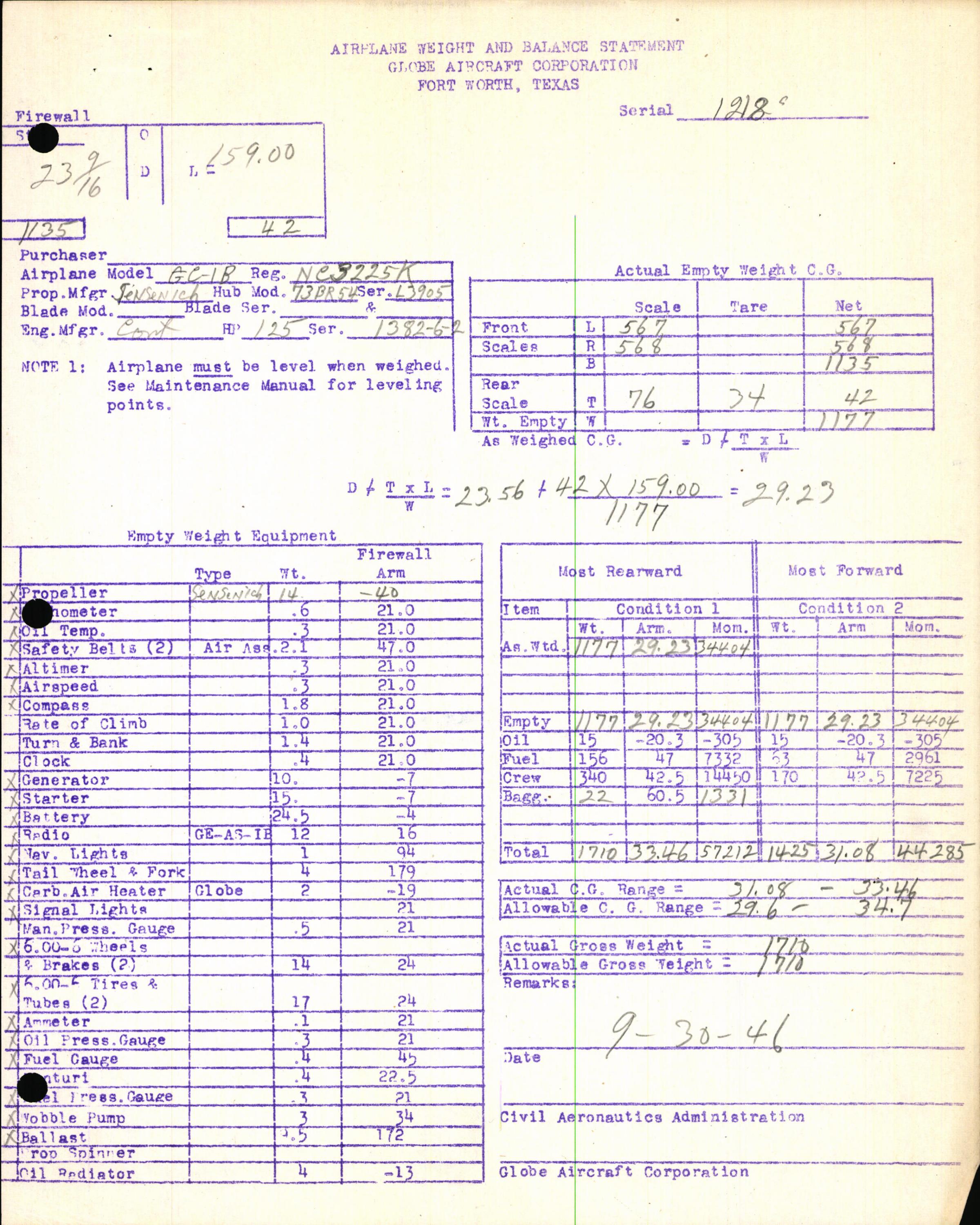 Sample page 7 from AirCorps Library document: Technical Information for Serial Number 1218