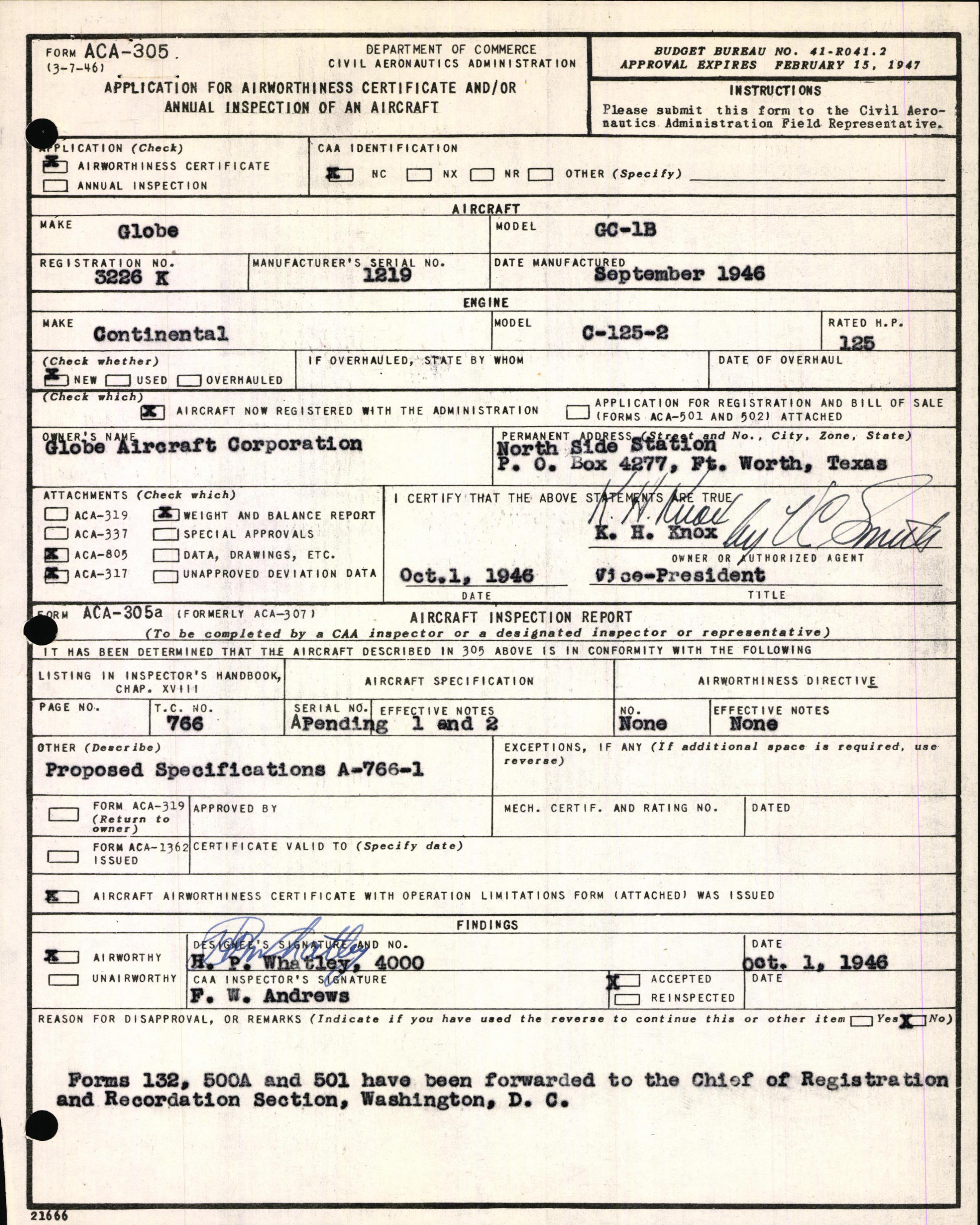 Sample page 3 from AirCorps Library document: Technical Information for Serial Number 1219