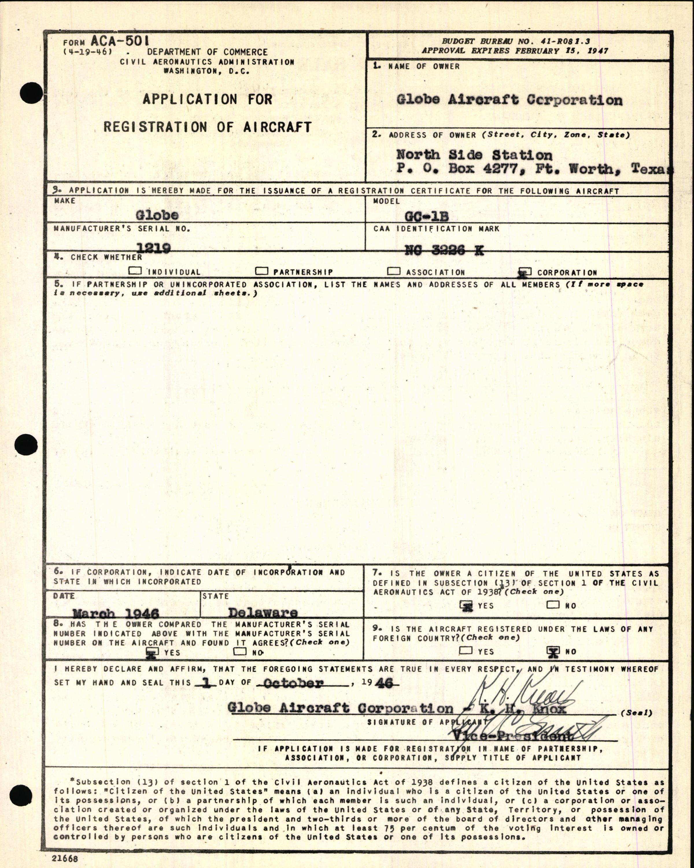 Sample page 5 from AirCorps Library document: Technical Information for Serial Number 1219