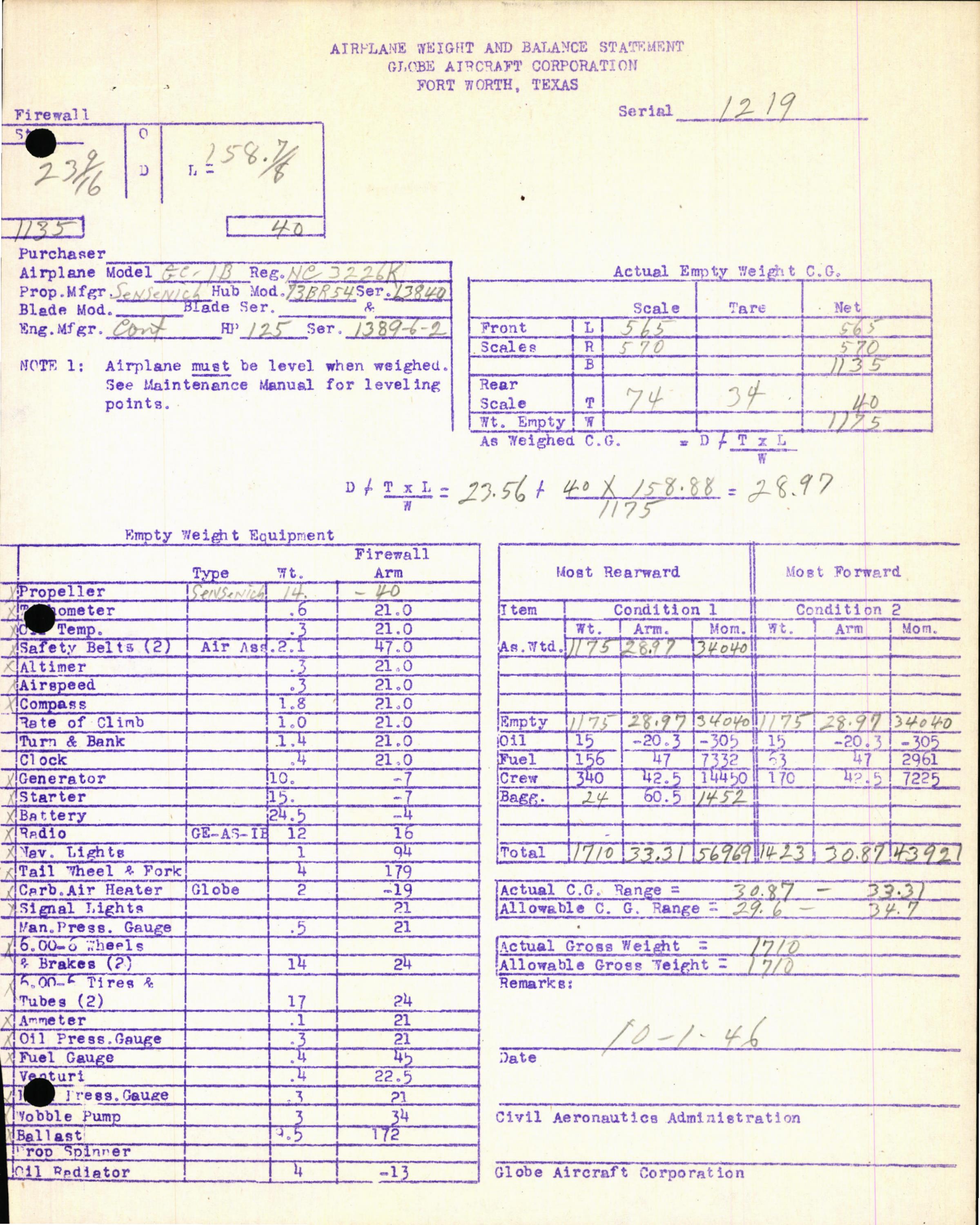 Sample page 7 from AirCorps Library document: Technical Information for Serial Number 1219