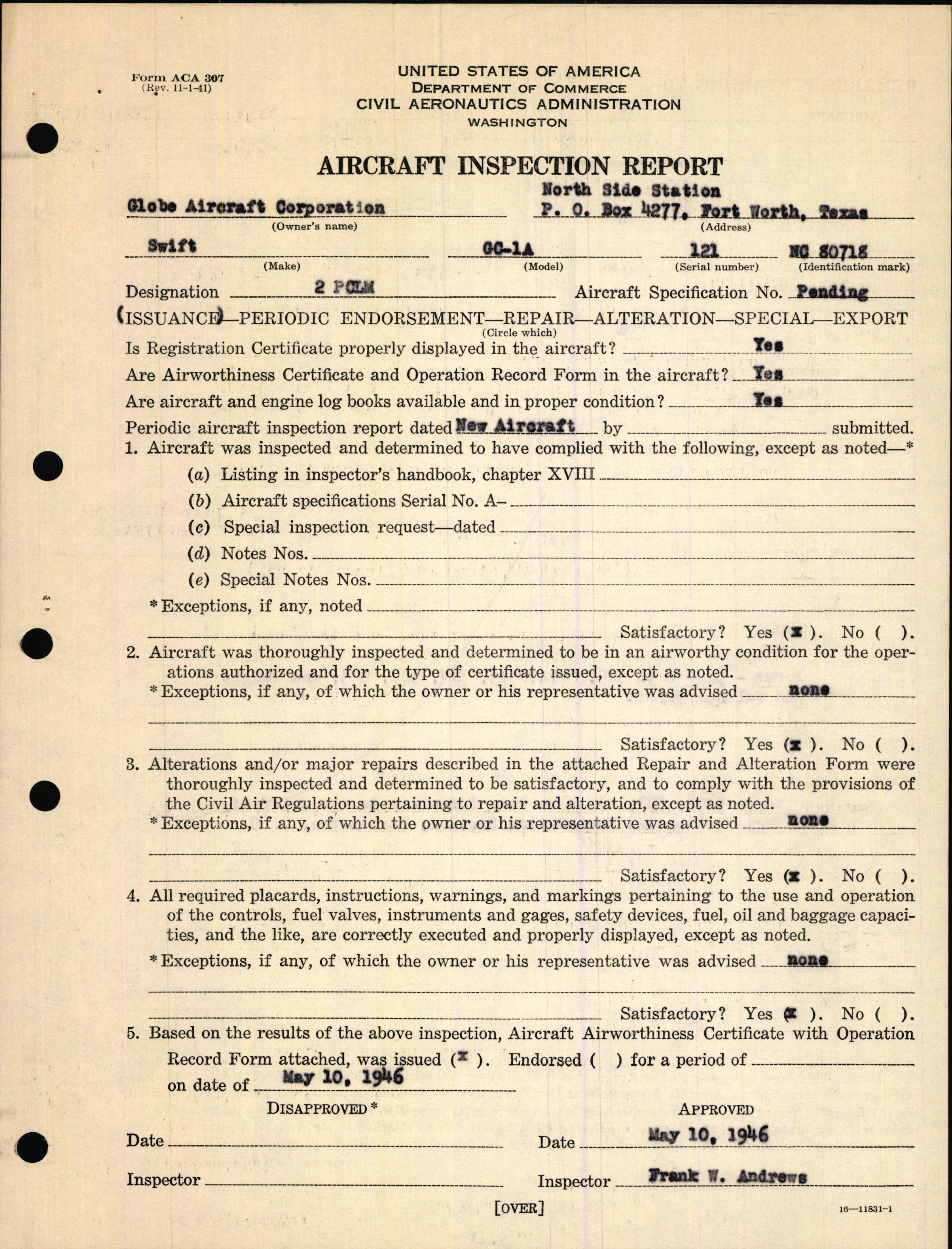 Sample page 5 from AirCorps Library document: Technical Information for Serial Number 121