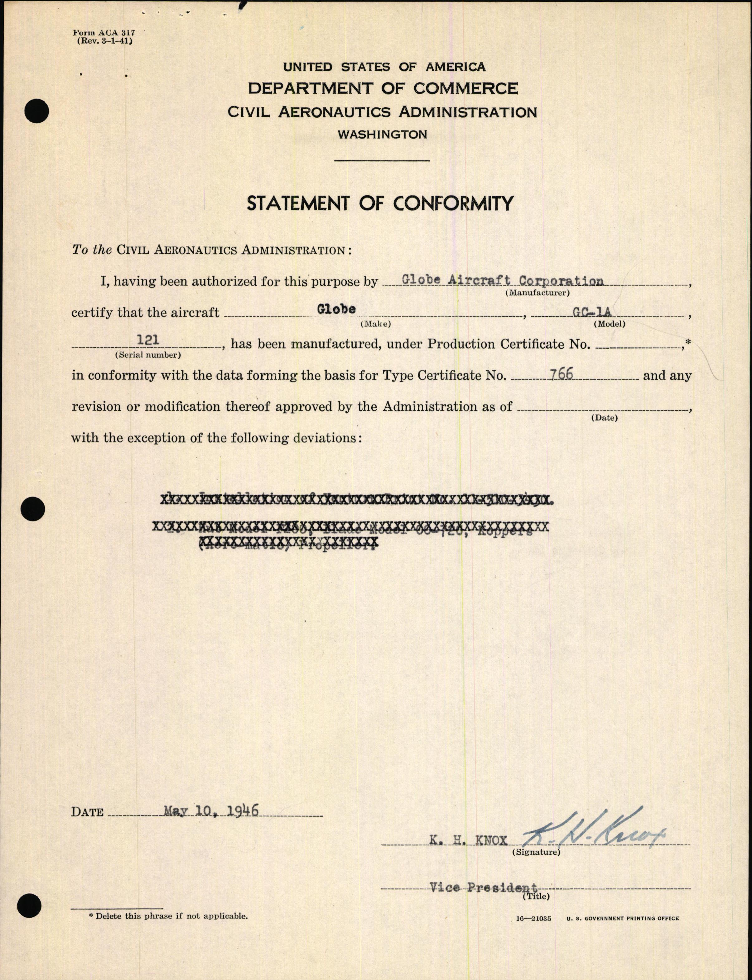 Sample page 7 from AirCorps Library document: Technical Information for Serial Number 121