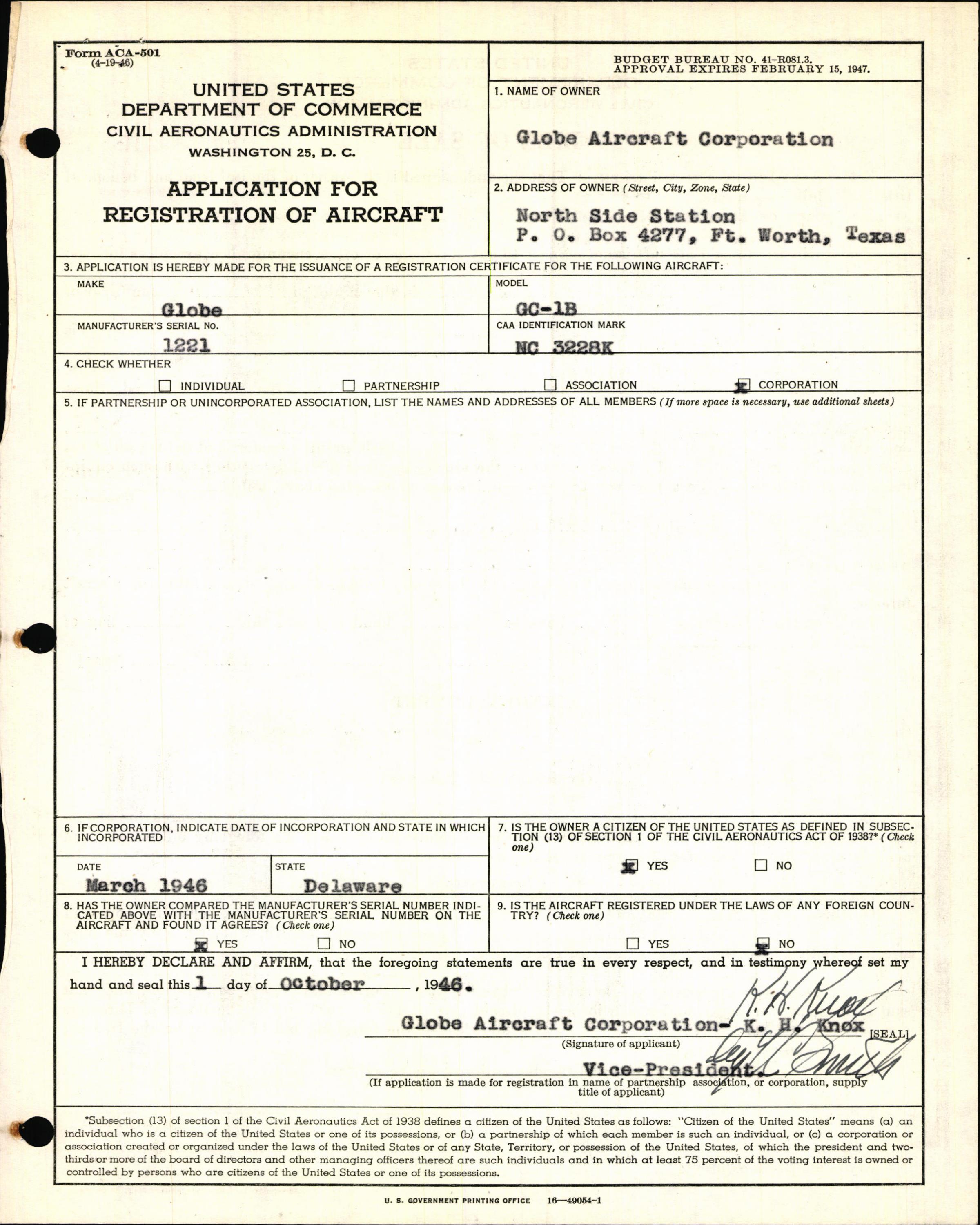 Sample page 5 from AirCorps Library document: Technical Information for Serial Number 1221