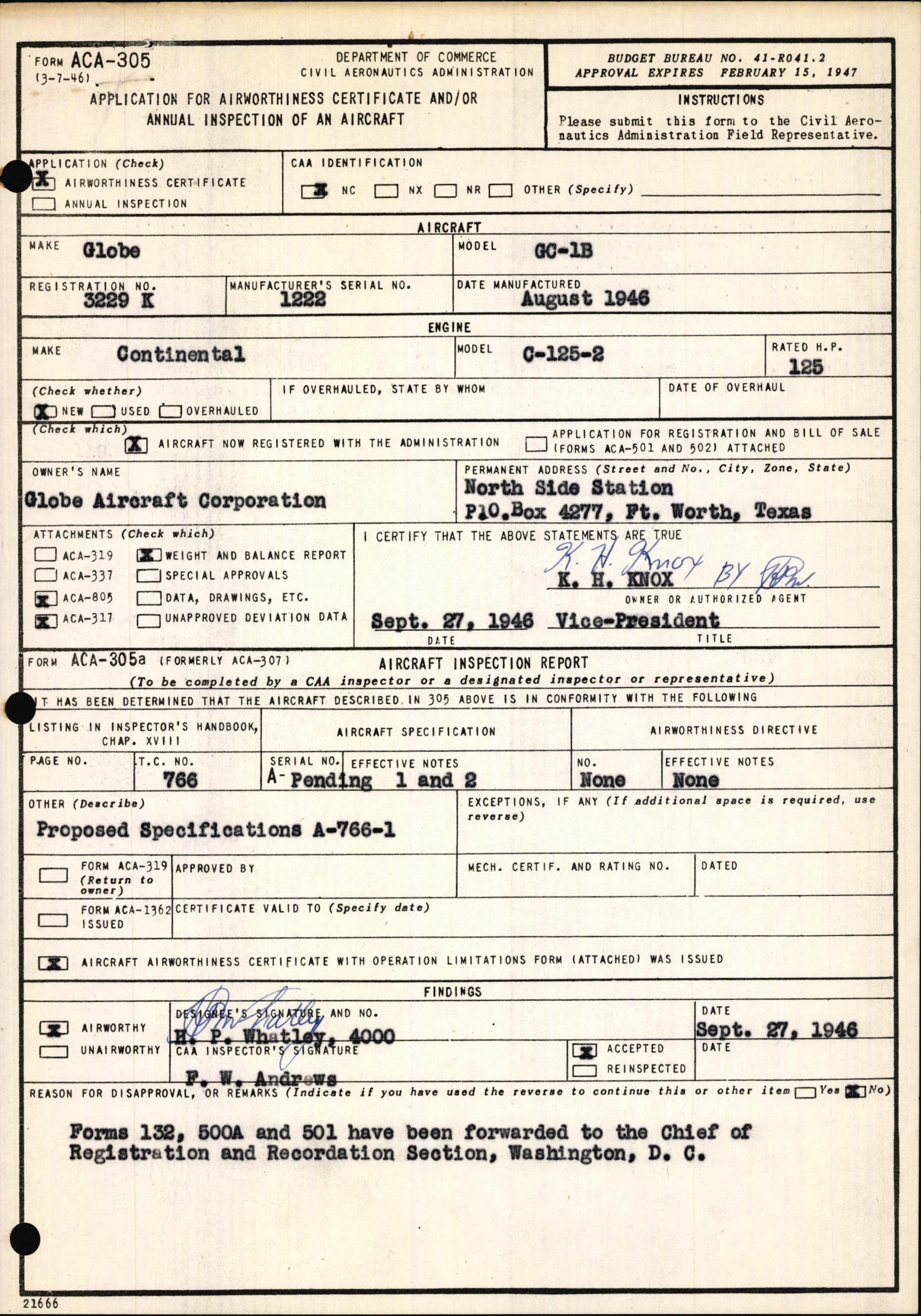Sample page 3 from AirCorps Library document: Technical Information for Serial Number 1222