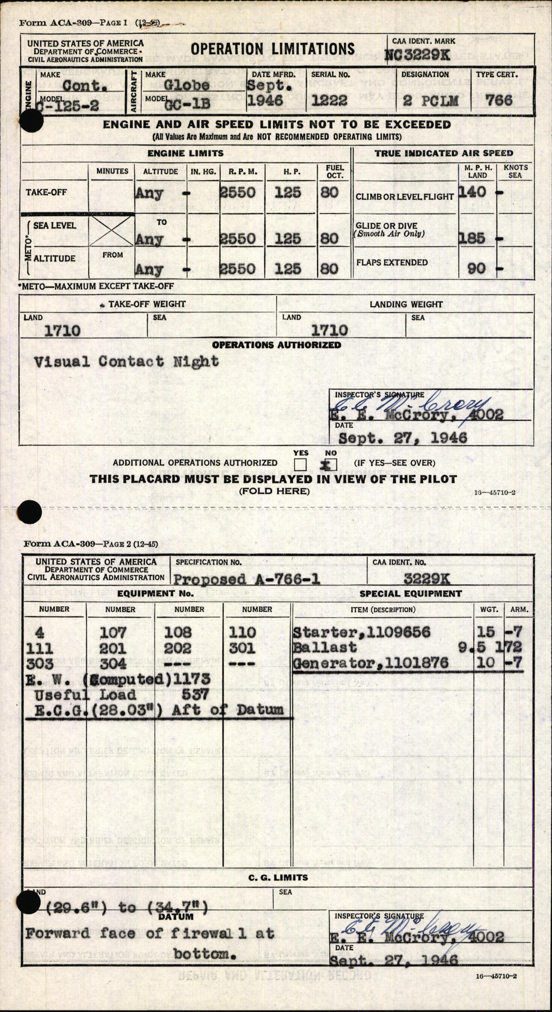 Sample page 7 from AirCorps Library document: Technical Information for Serial Number 1222