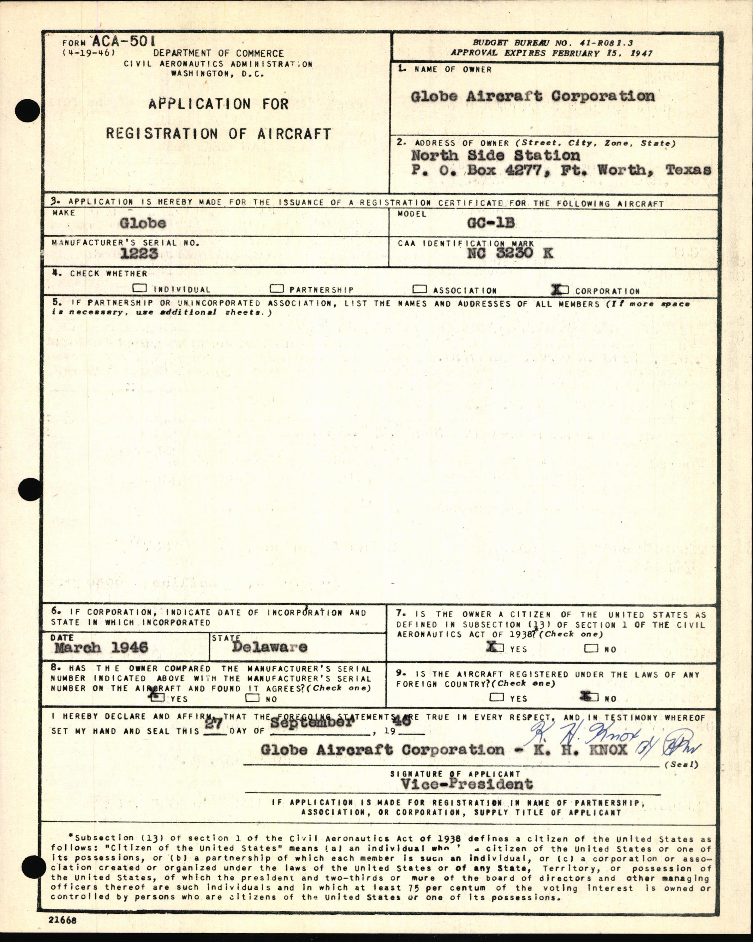 Sample page 5 from AirCorps Library document: Technical Information for Serial Number 1223
