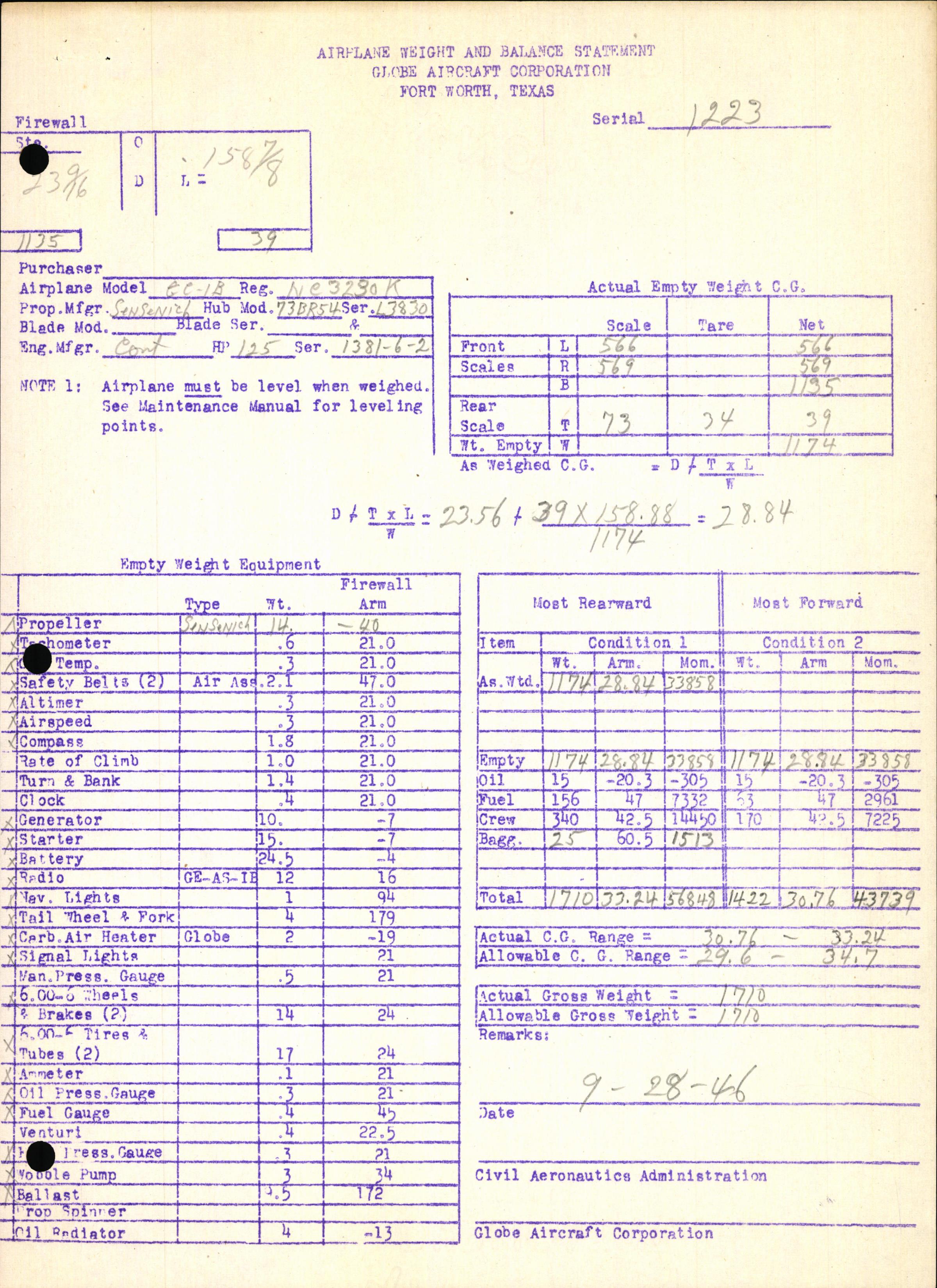 Sample page 7 from AirCorps Library document: Technical Information for Serial Number 1223