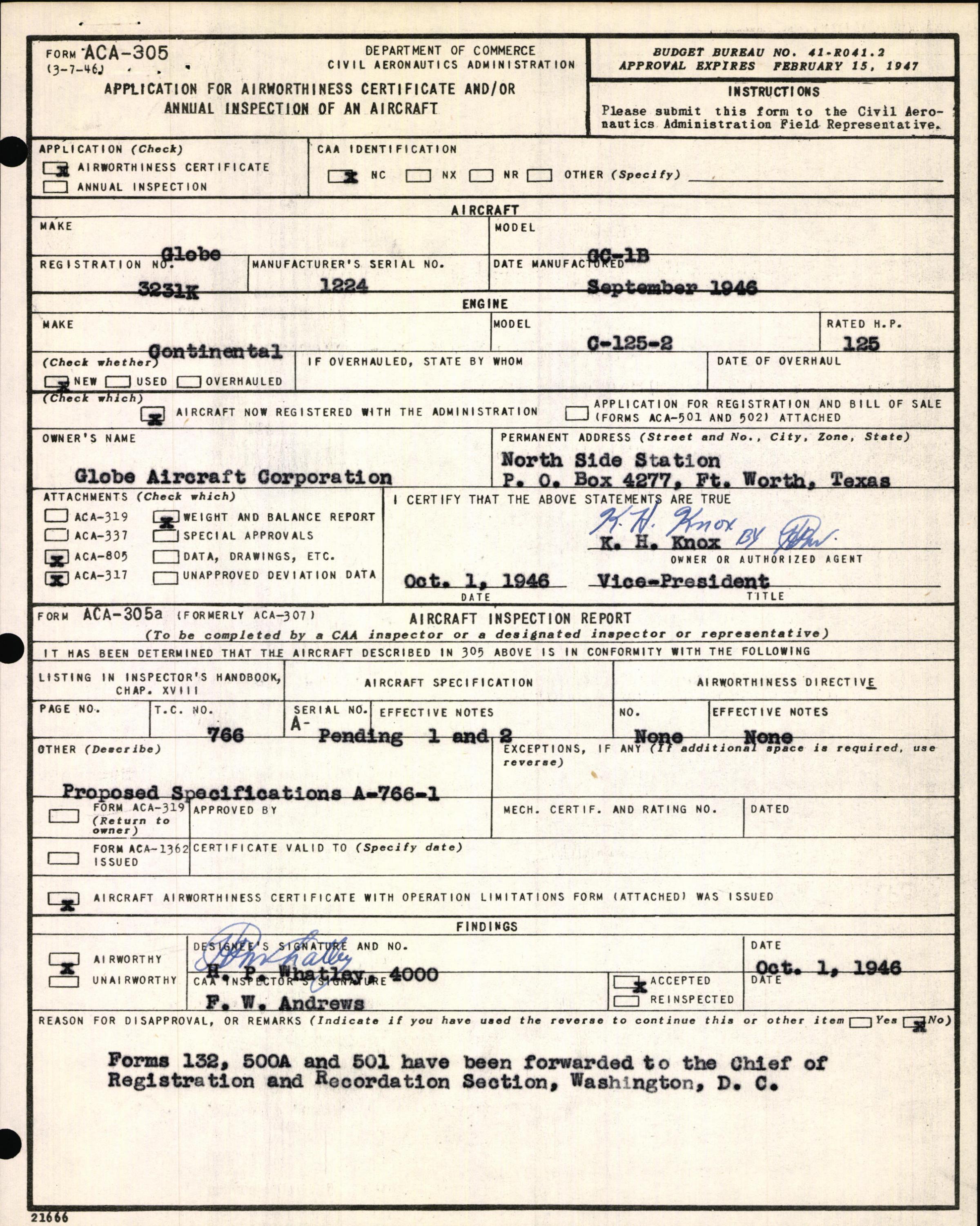 Sample page 5 from AirCorps Library document: Technical Information for Serial Number 1224