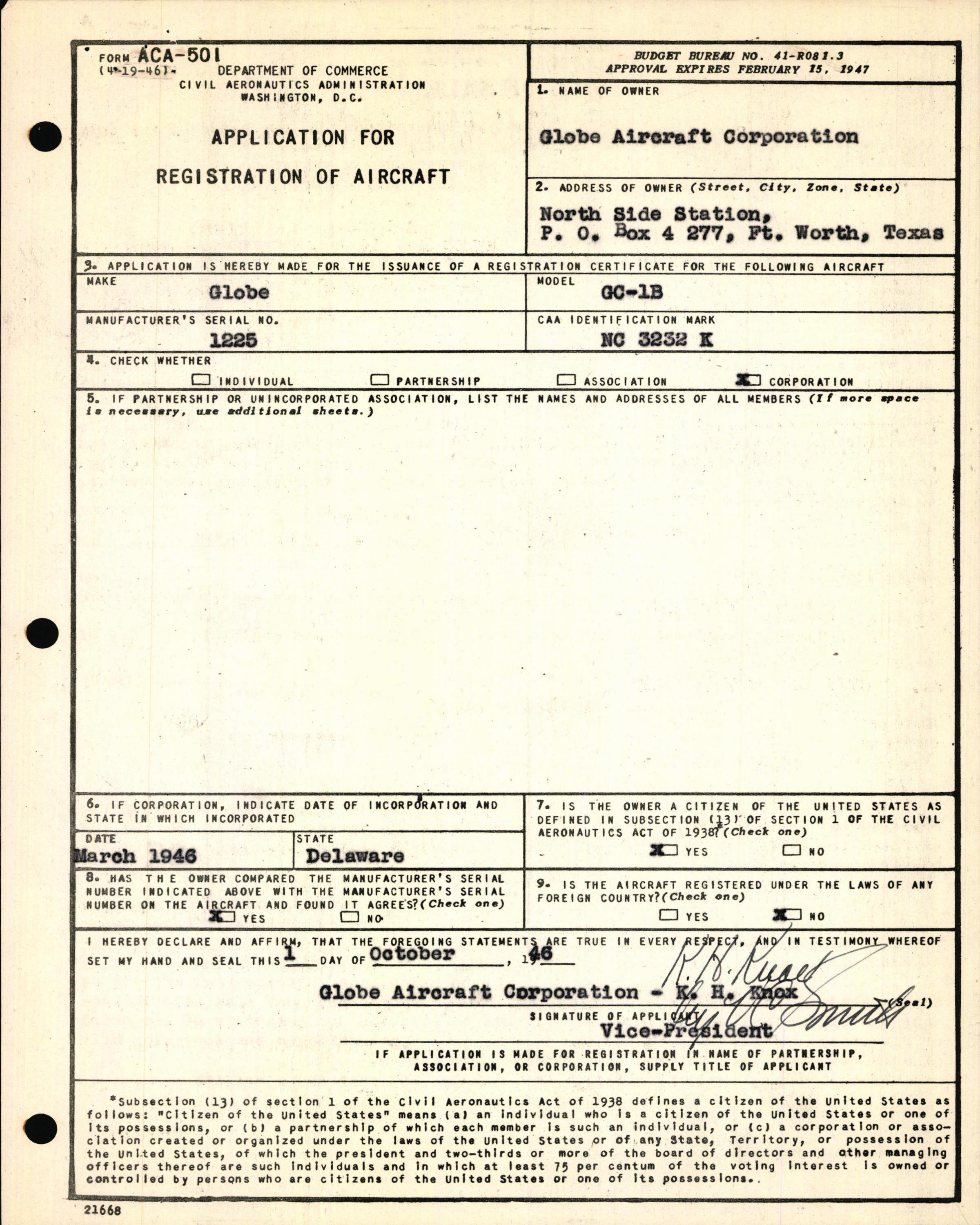 Sample page 3 from AirCorps Library document: Technical Information for Serial Number 1225