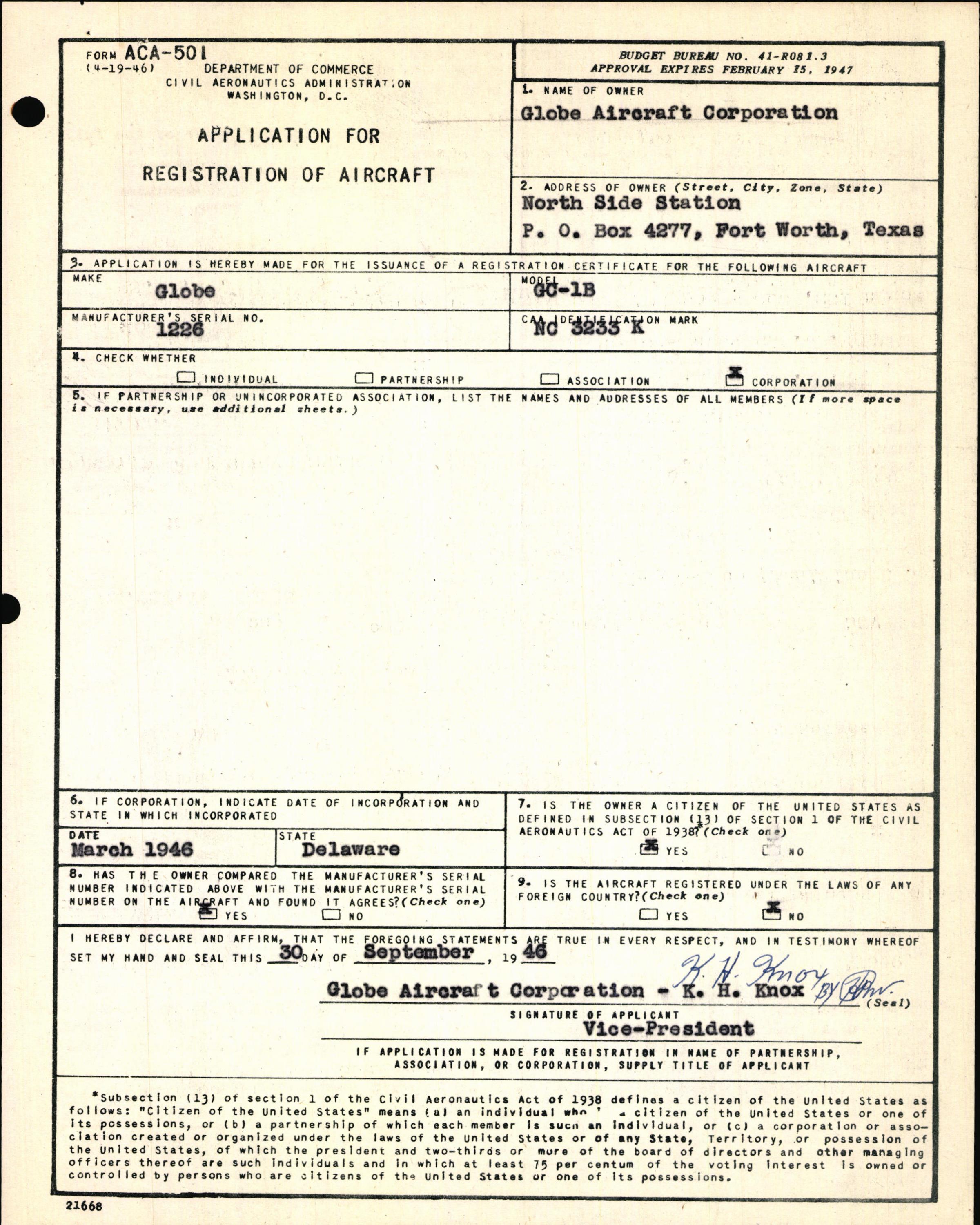 Sample page 3 from AirCorps Library document: Technical Information for Serial Number 1226