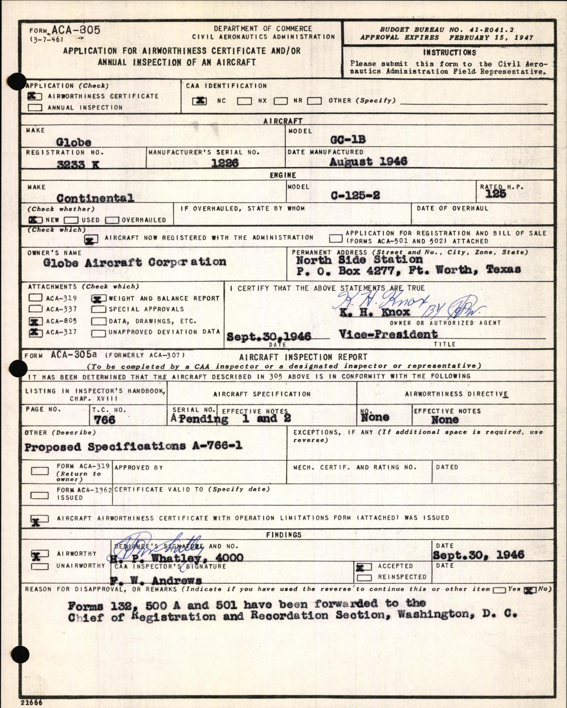 Sample page 5 from AirCorps Library document: Technical Information for Serial Number 1226