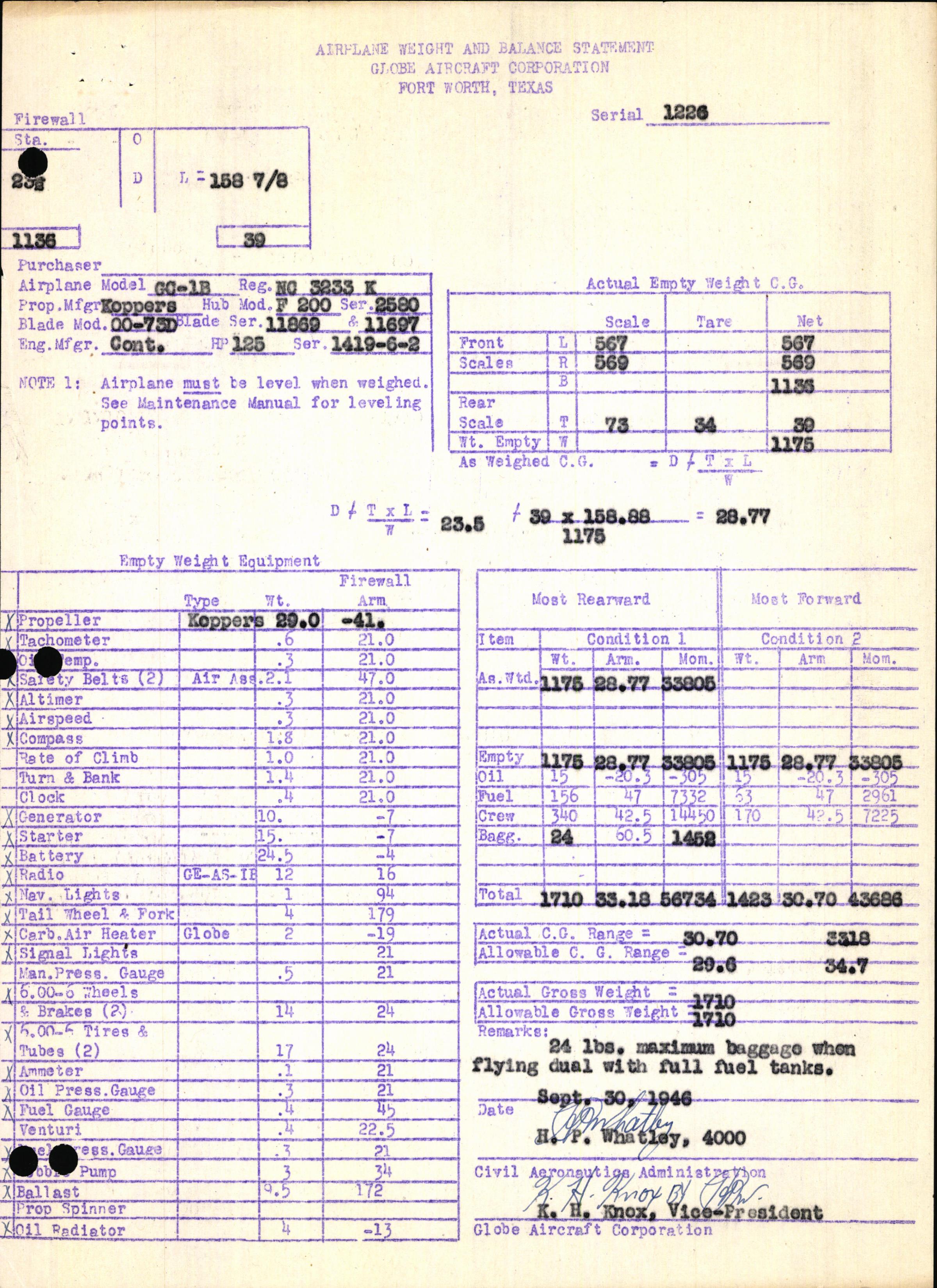 Sample page 7 from AirCorps Library document: Technical Information for Serial Number 1226