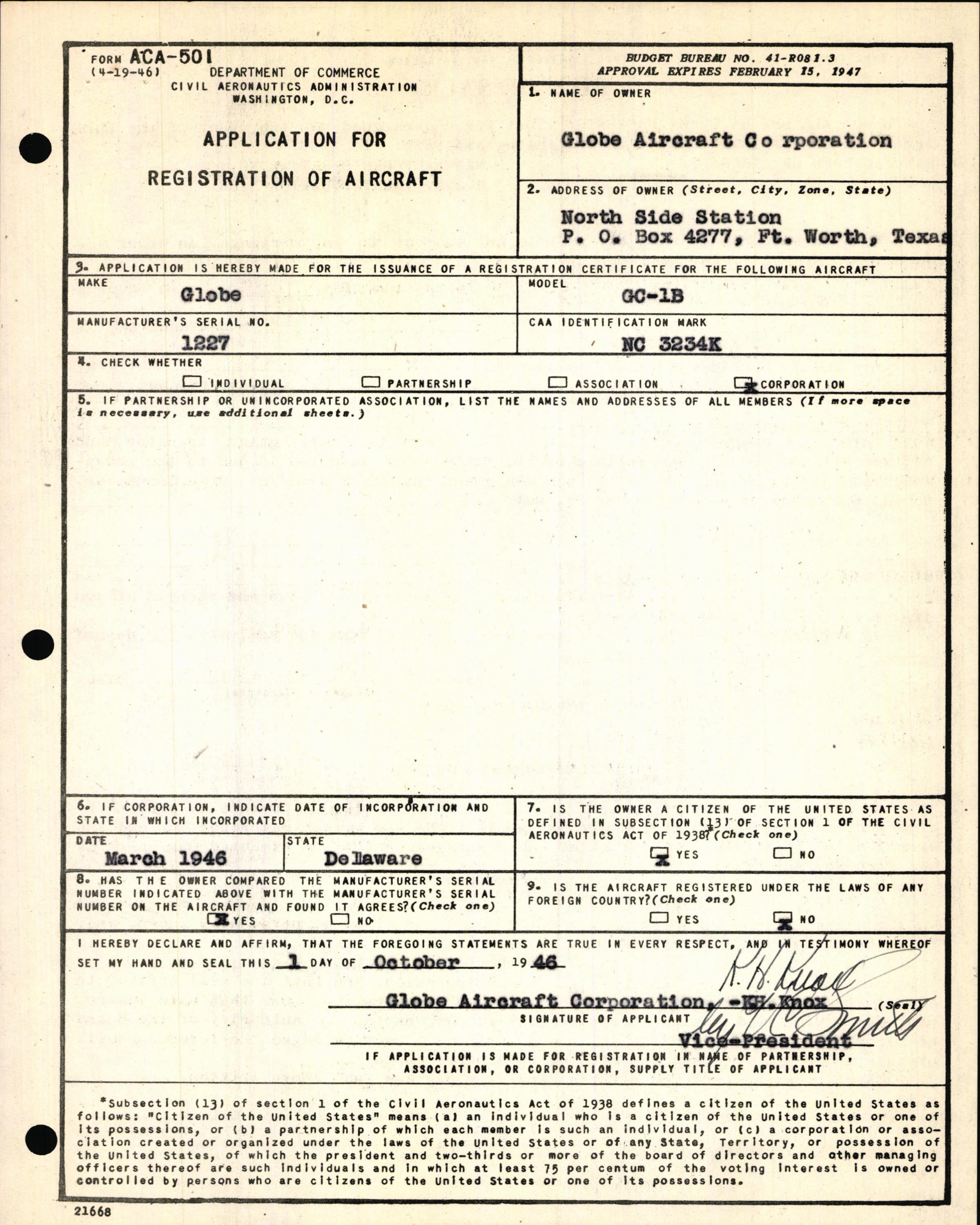 Sample page 5 from AirCorps Library document: Technical Information for Serial Number 1227