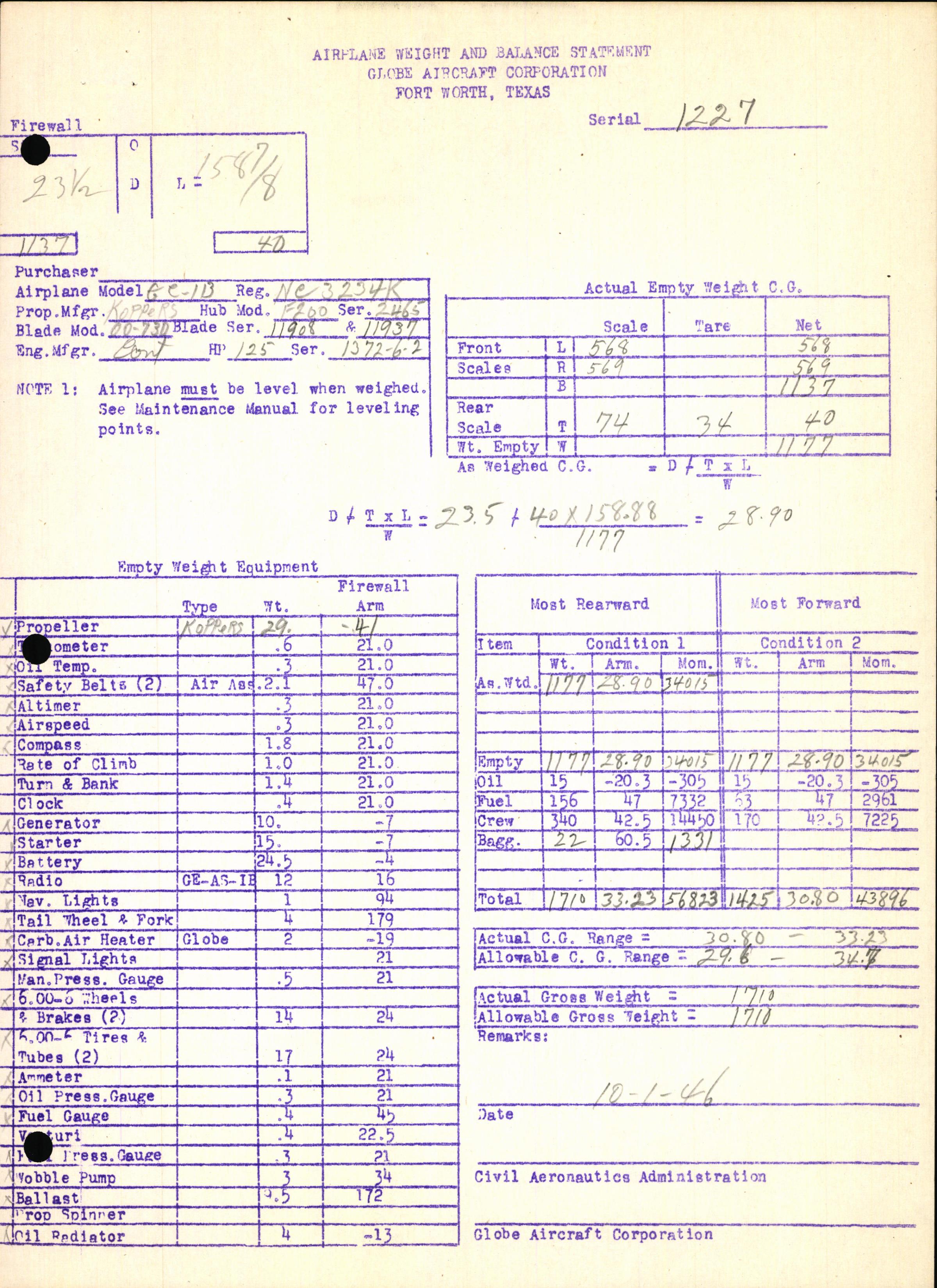 Sample page 7 from AirCorps Library document: Technical Information for Serial Number 1227