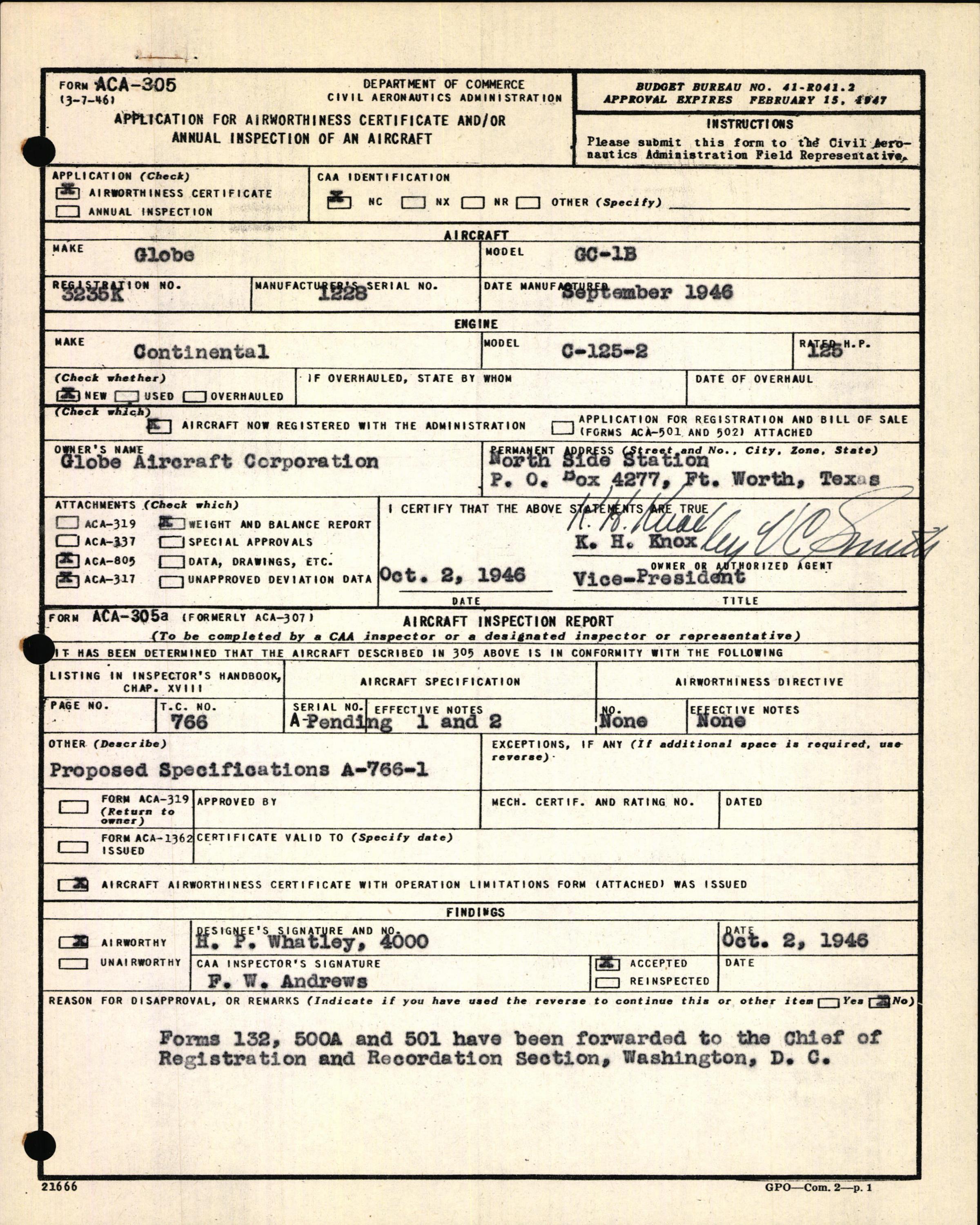 Sample page 3 from AirCorps Library document: Technical Information for Serial Number 1228